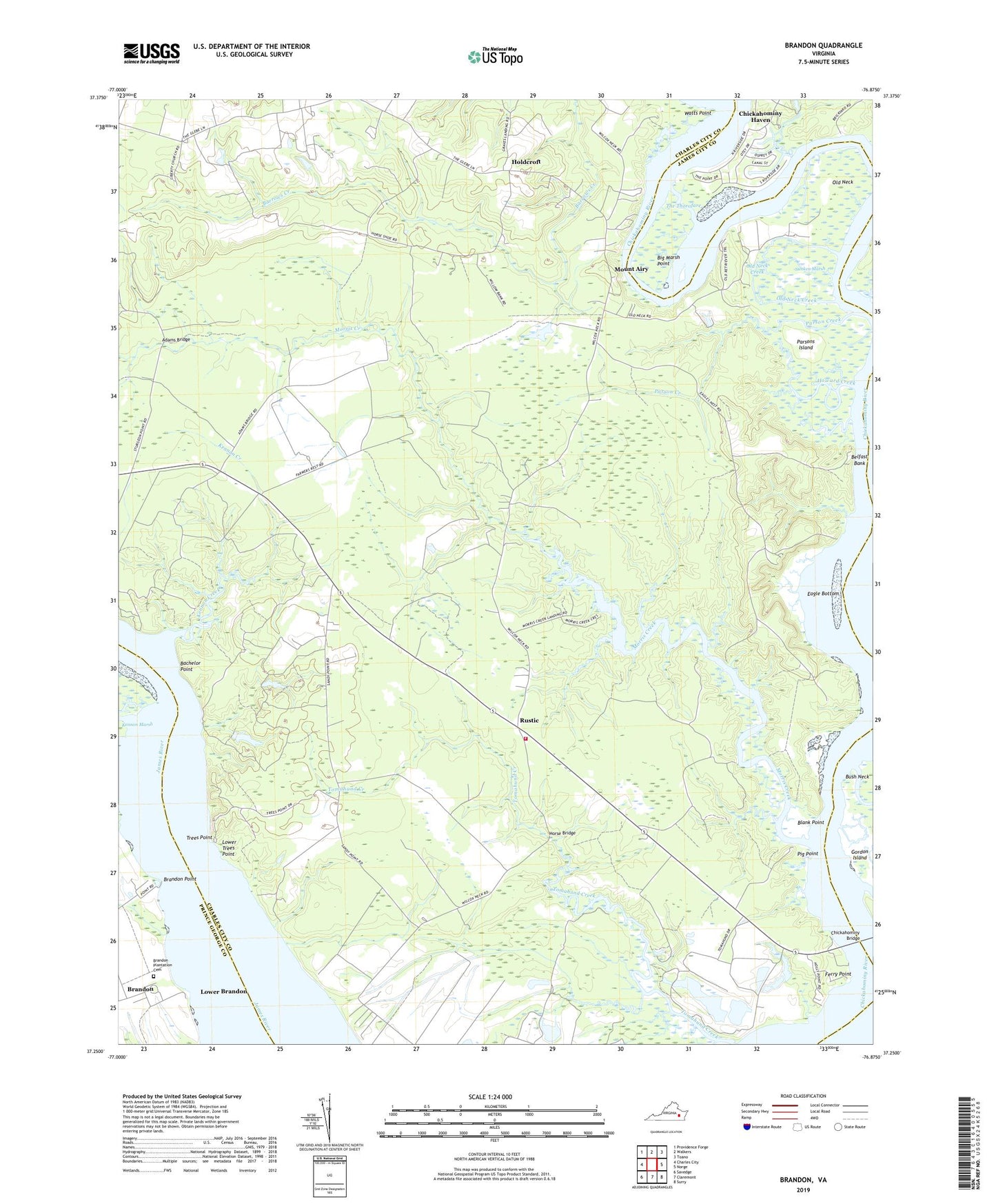 Brandon Virginia US Topo Map Image