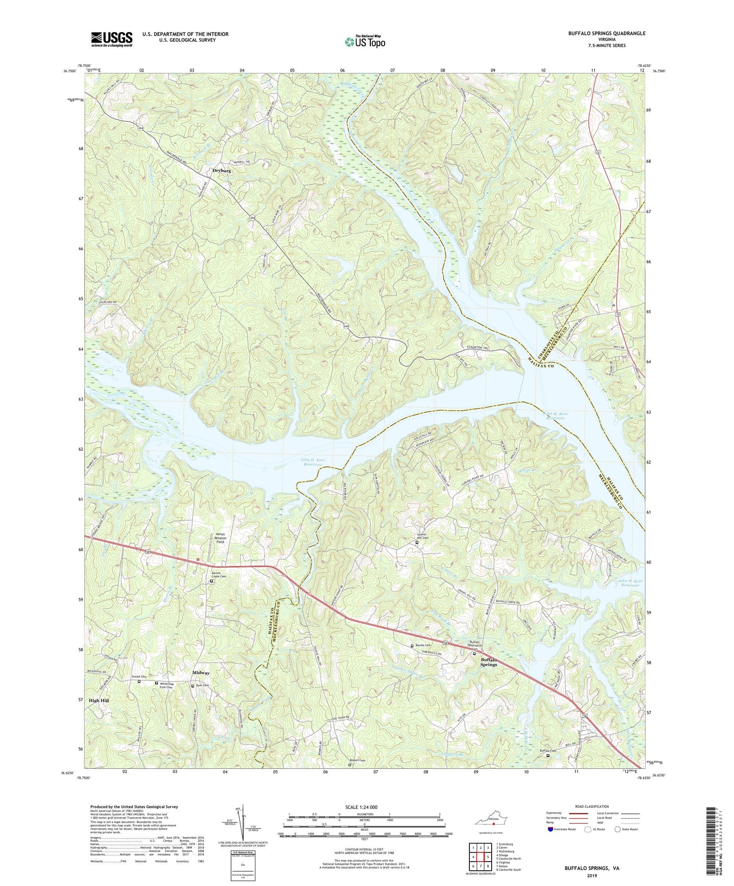Buffalo Springs Virginia US Topo Map Image