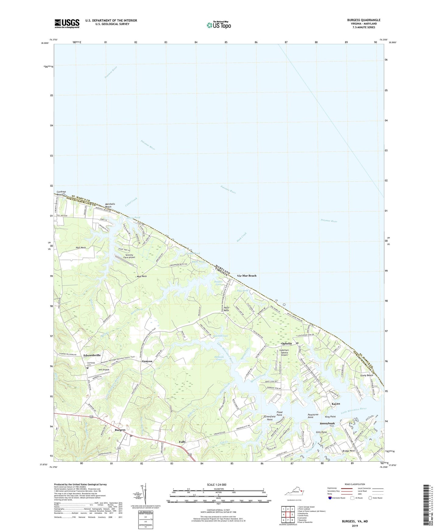 Burgess Virginia US Topo Map Image