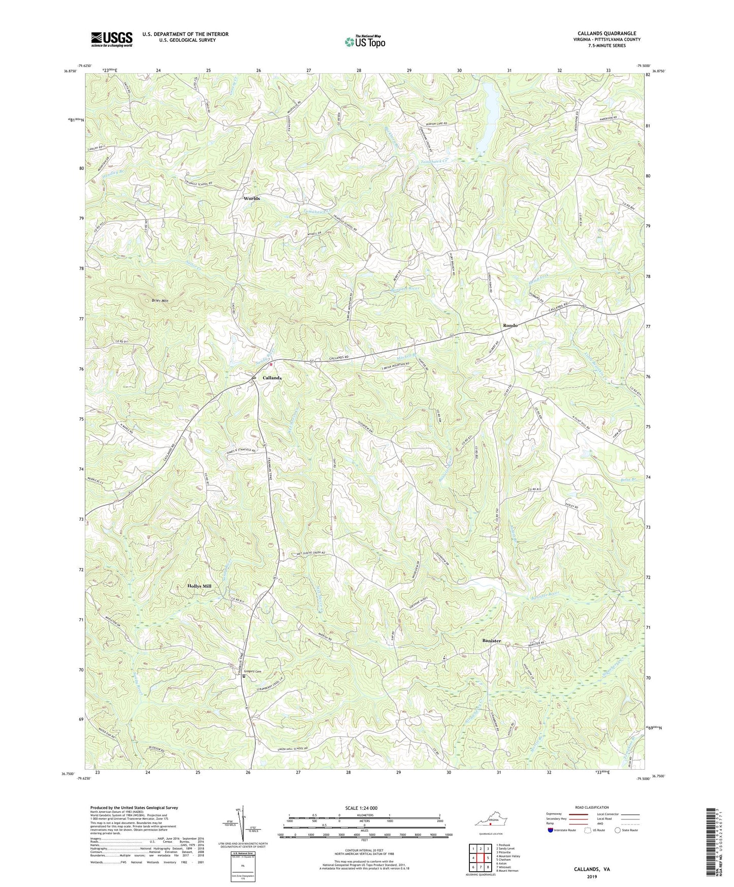 Callands Virginia US Topo Map Image