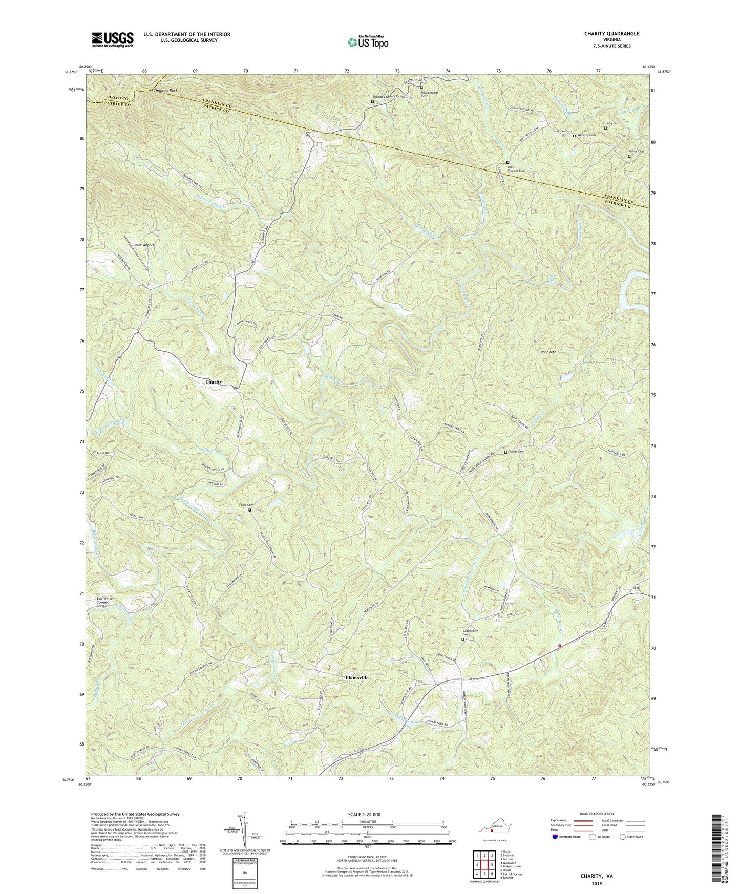 Charity Virginia US Topo Map Image