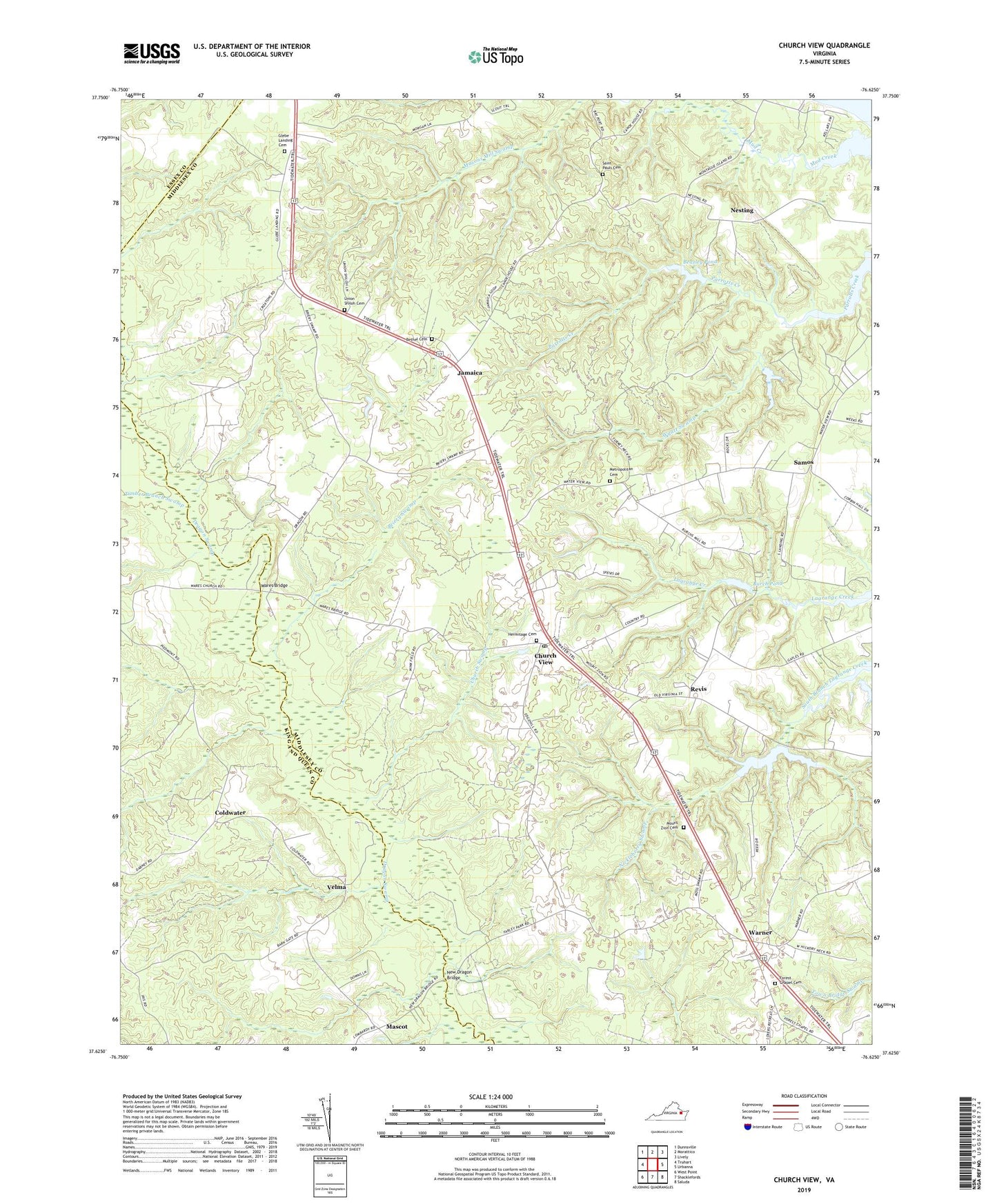 Church View Virginia US Topo Map Image