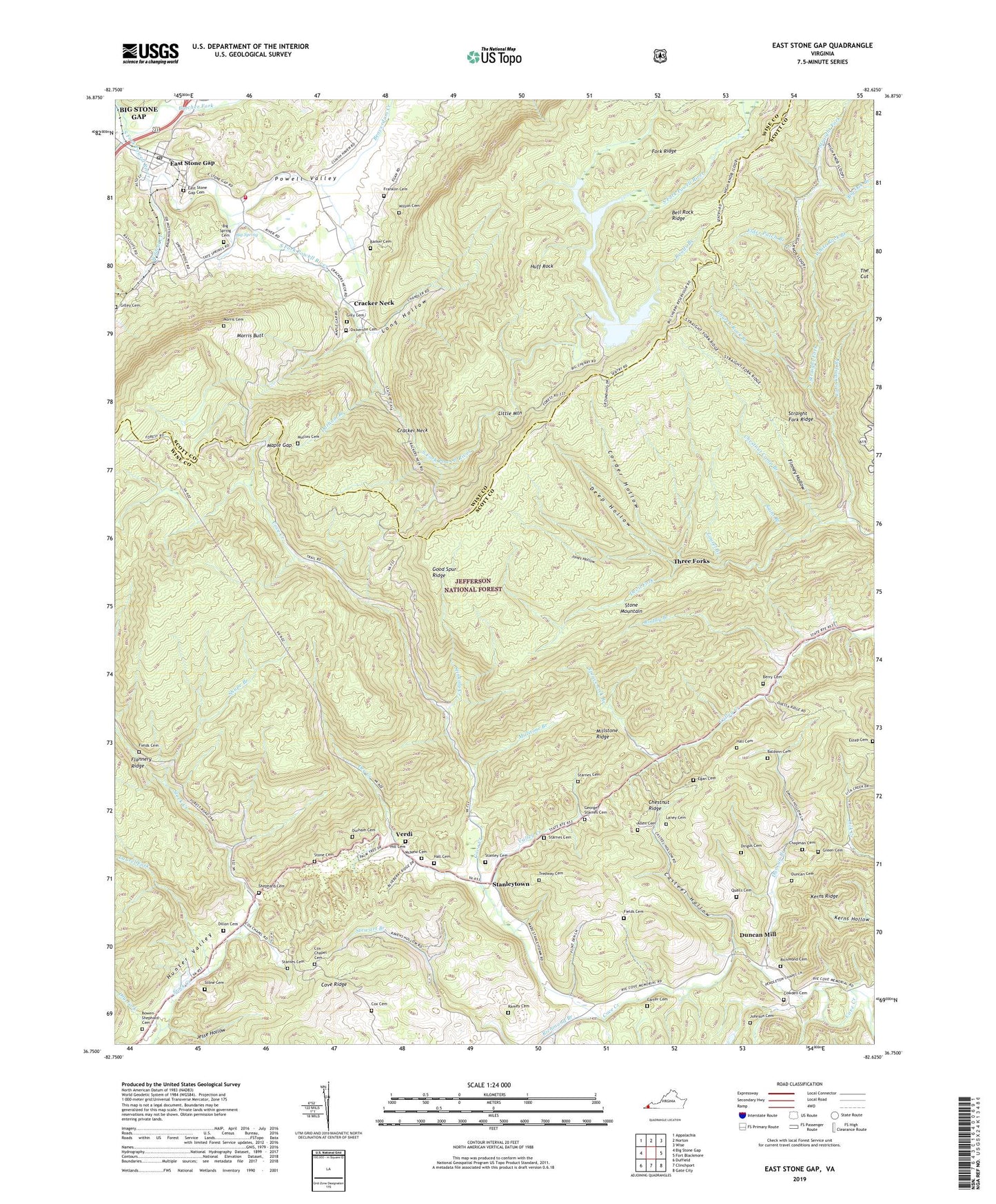 East Stone Gap Virginia US Topo Map Image