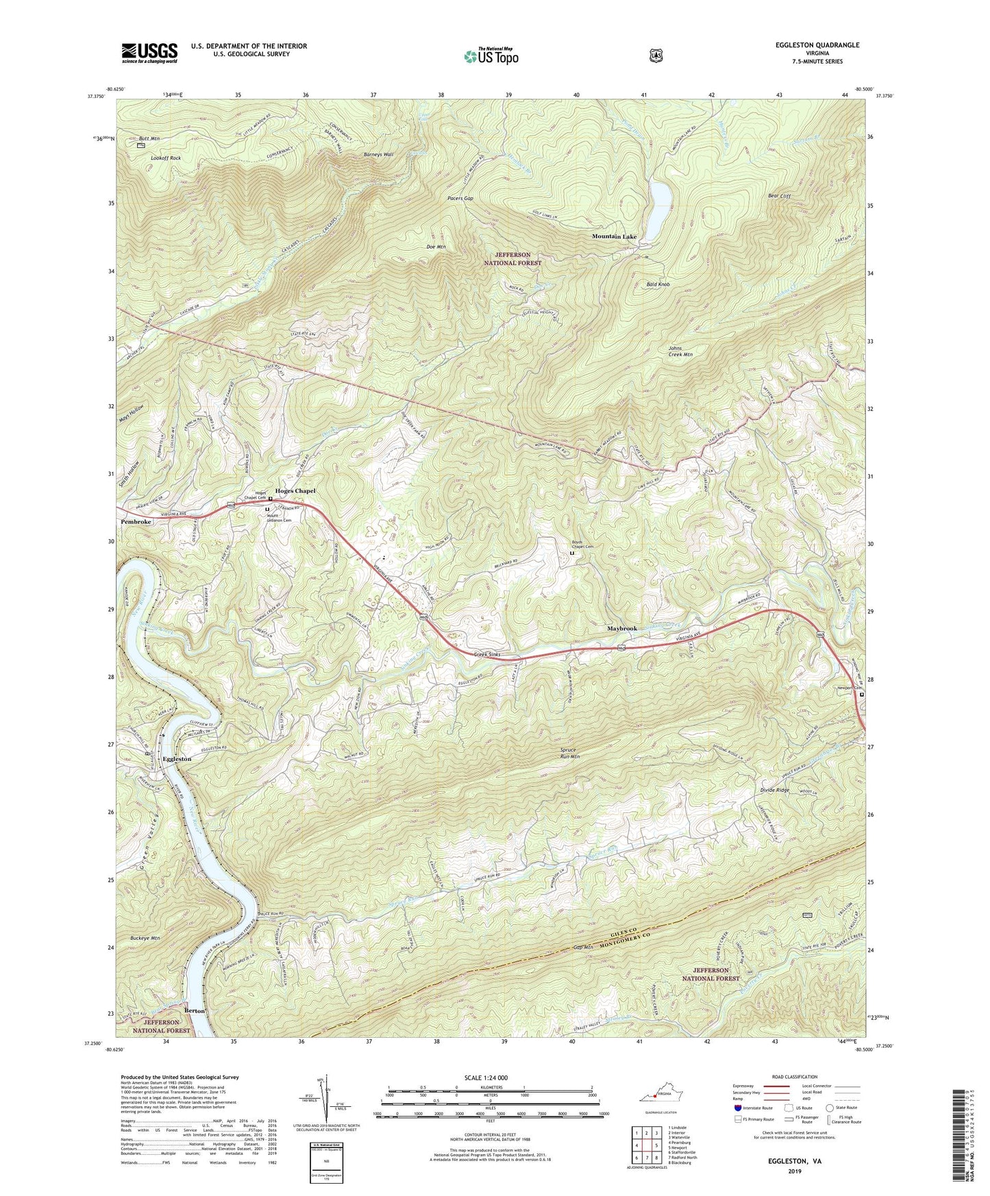 Eggleston Virginia US Topo Map Image