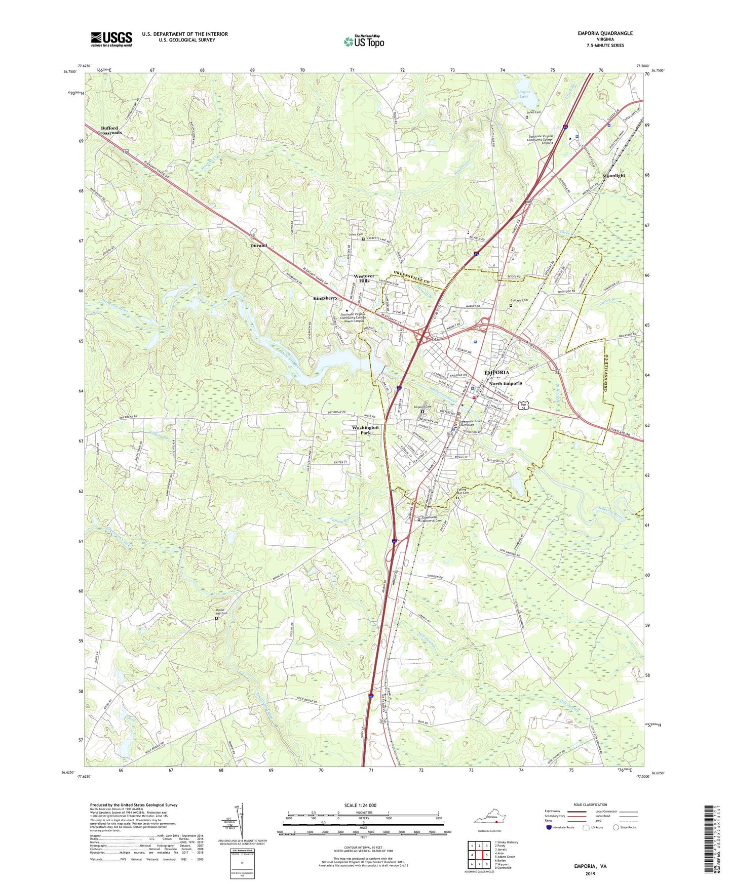 Emporia Virginia US Topo Map Image