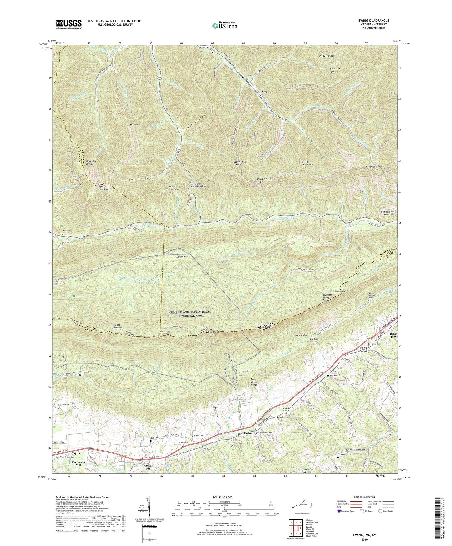 Ewing Virginia US Topo Map Image
