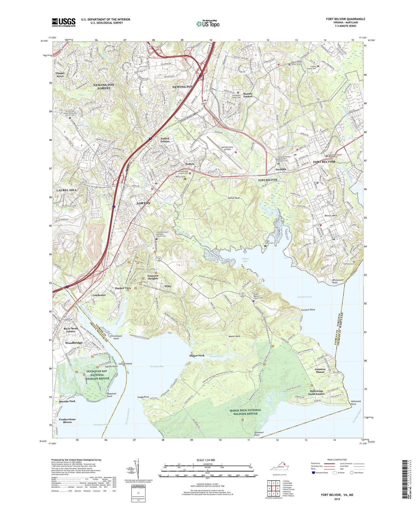 Fort Belvoir Virginia US Topo Map Image