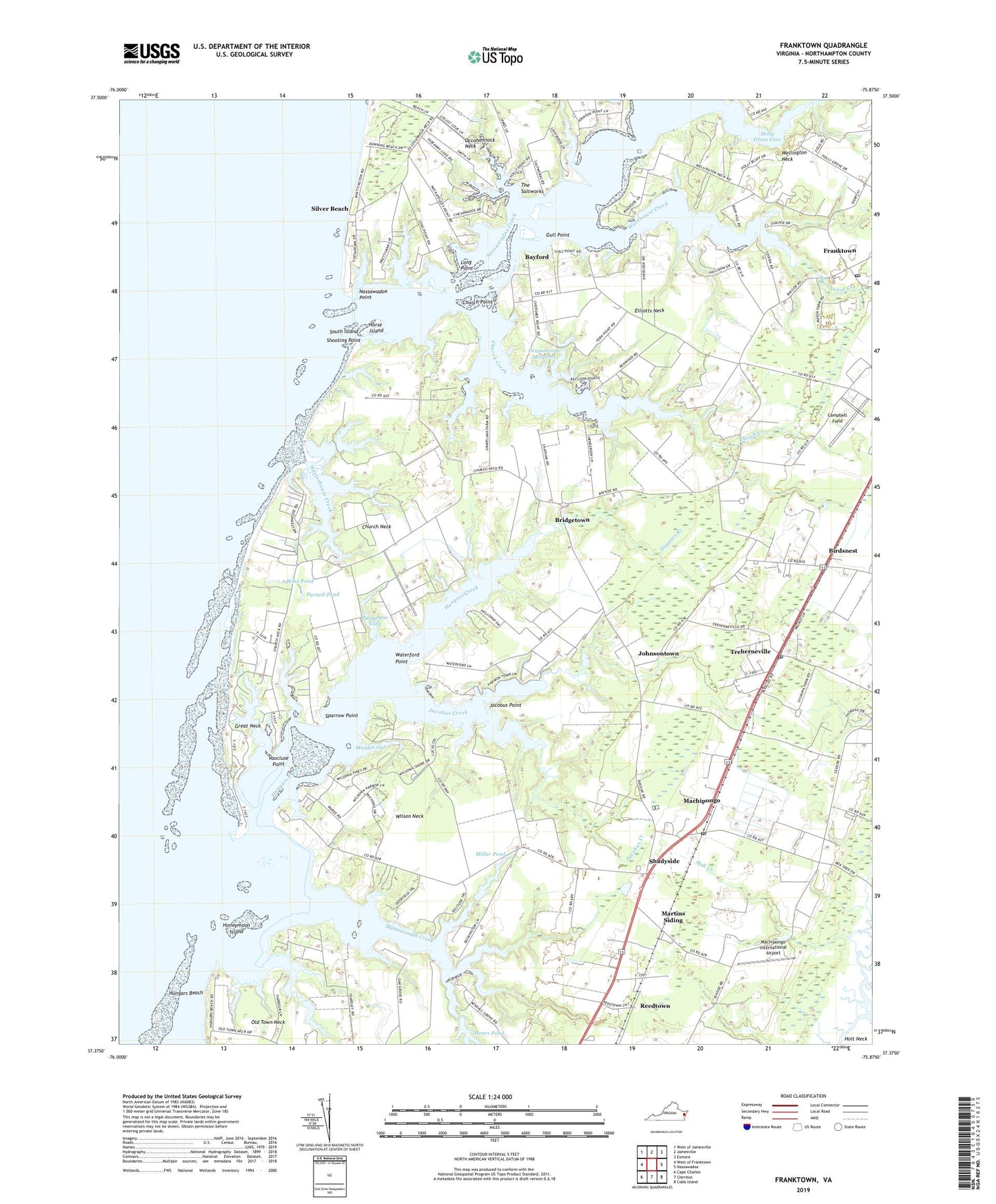 Franktown Virginia US Topo Map Image