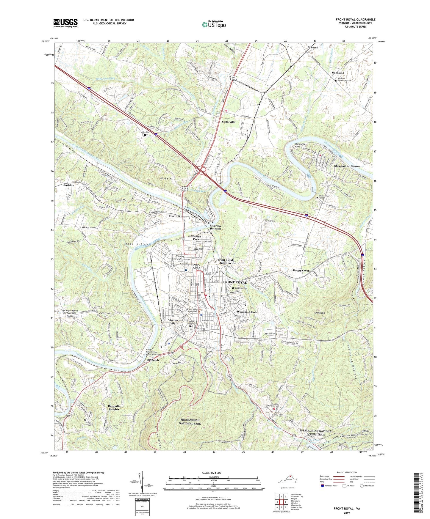 Front Royal Virginia US Topo Map Image