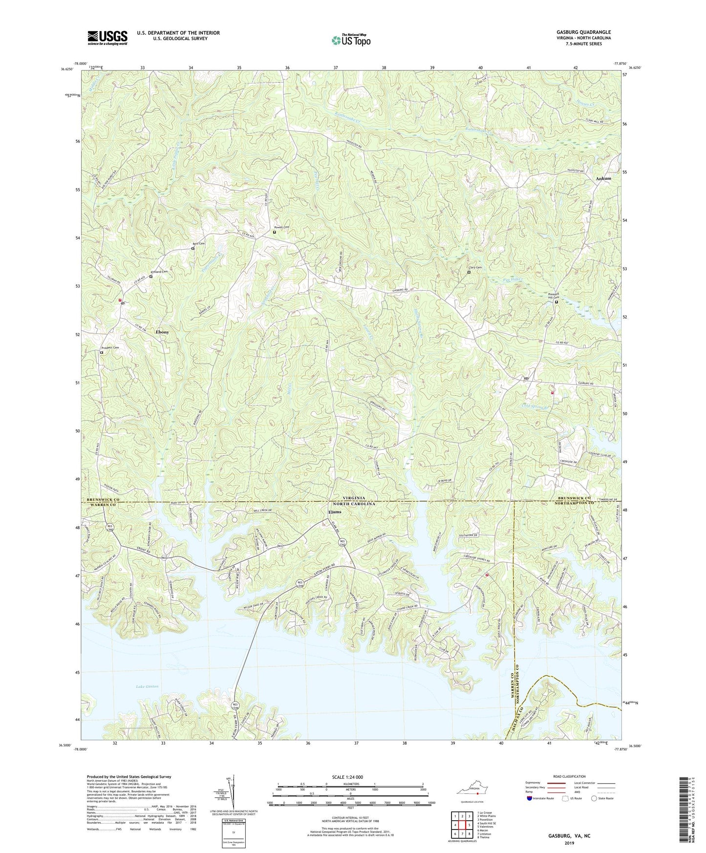 Gasburg Virginia US Topo Map Image