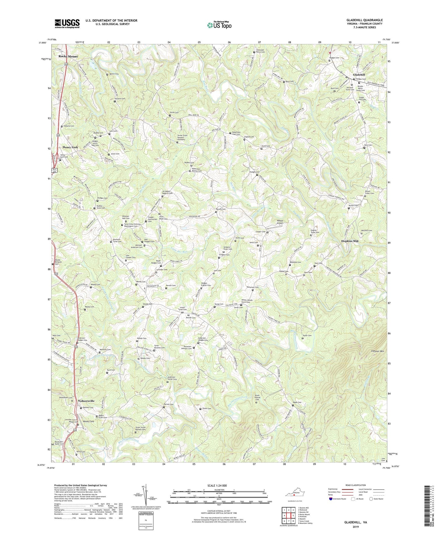Gladehill Virginia US Topo Map Image