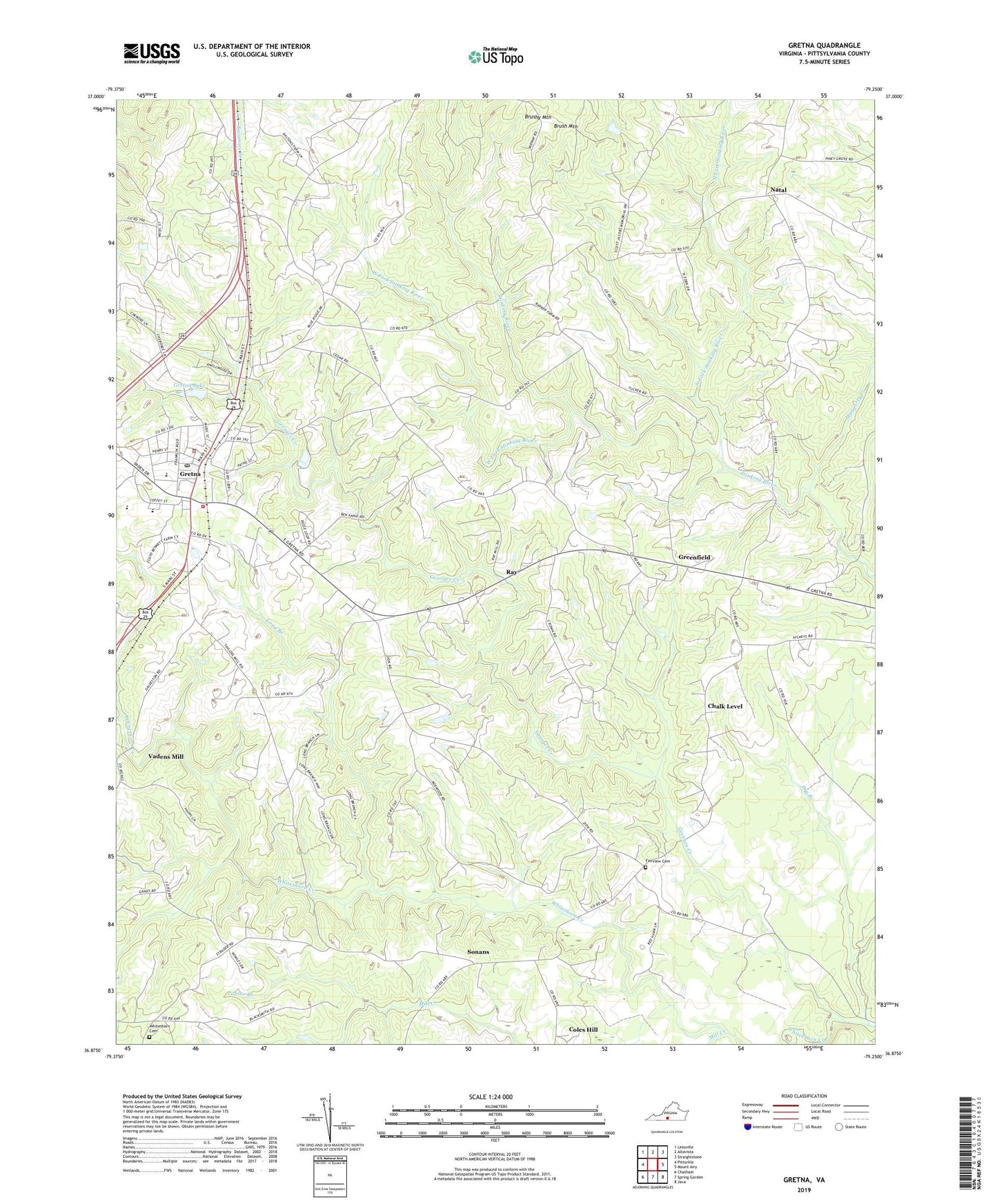 Gretna Virginia US Topo Map Image
