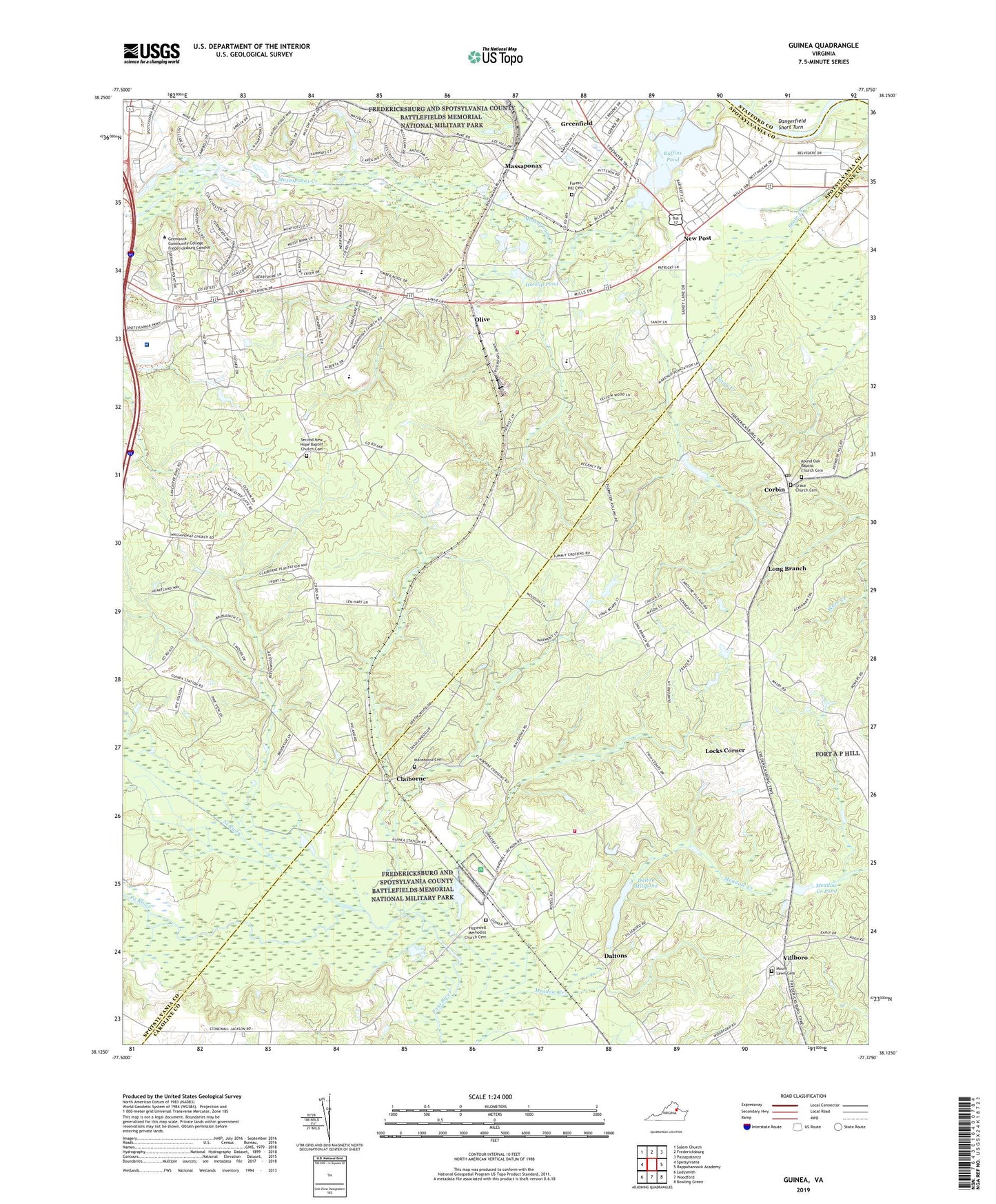 Guinea Virginia US Topo Map Image