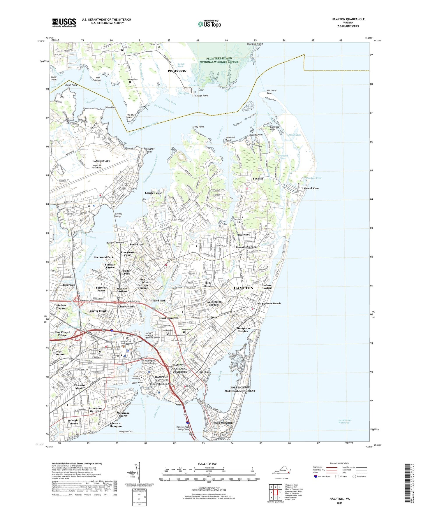 Hampton Virginia US Topo Map Image