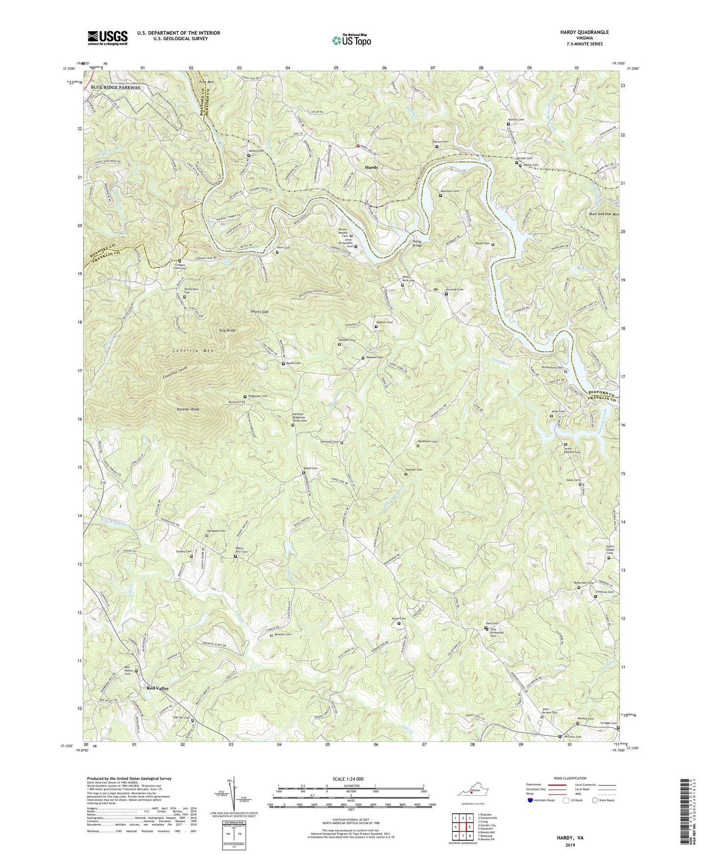 Hardy Virginia US Topo Map Image
