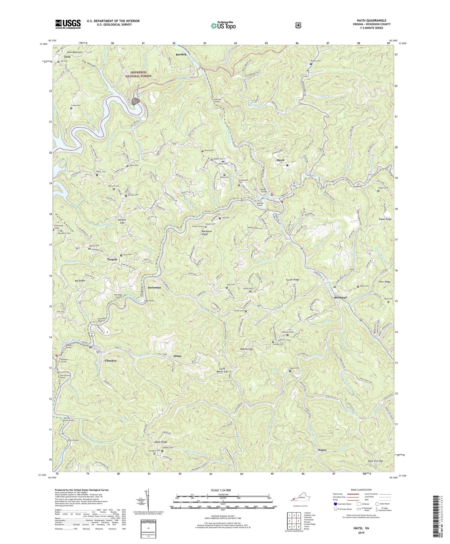 Haysi Virginia US Topo Map Image