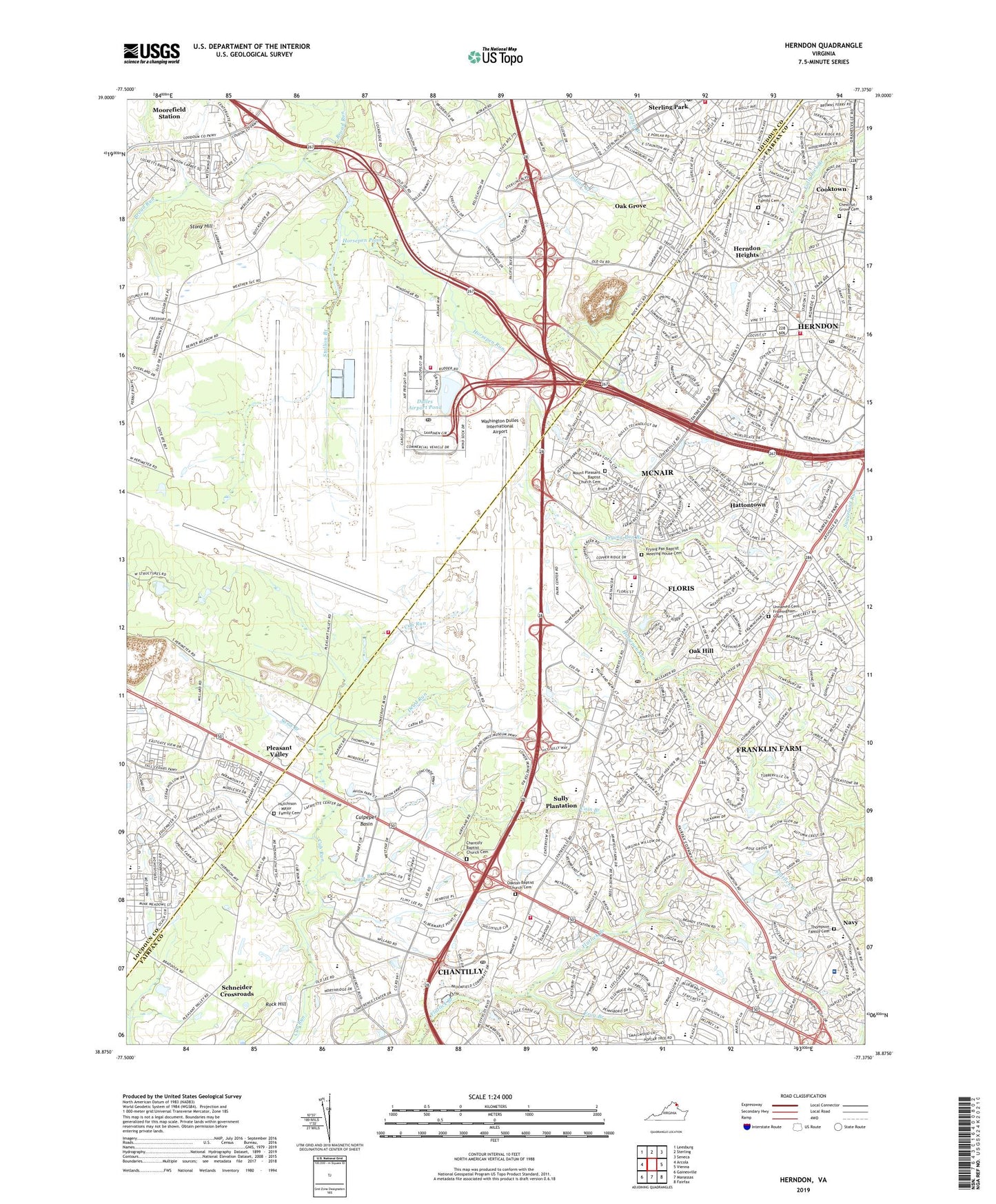 Herndon Virginia US Topo Map Image