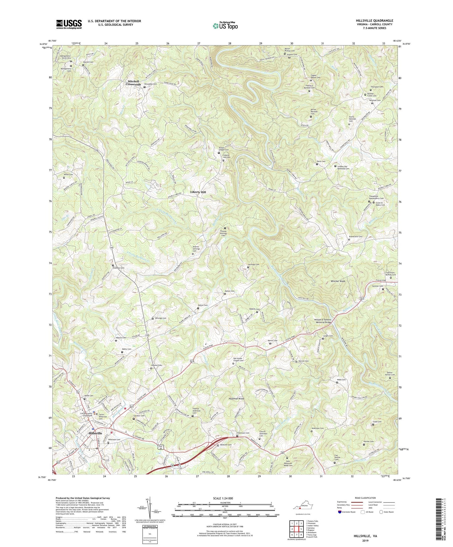 Hillsville Virginia US Topo Map Image