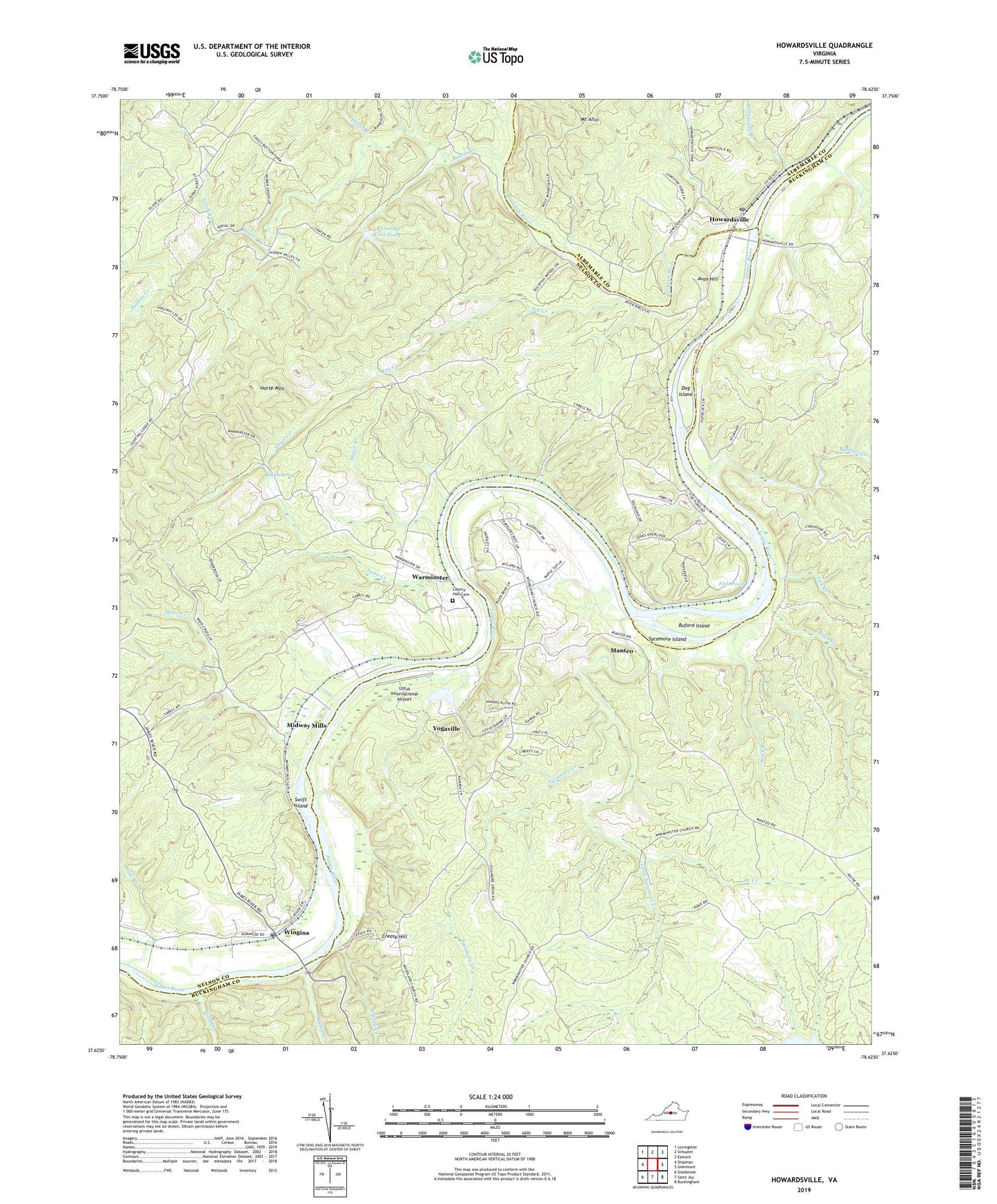 Howardsville Virginia US Topo Map Image