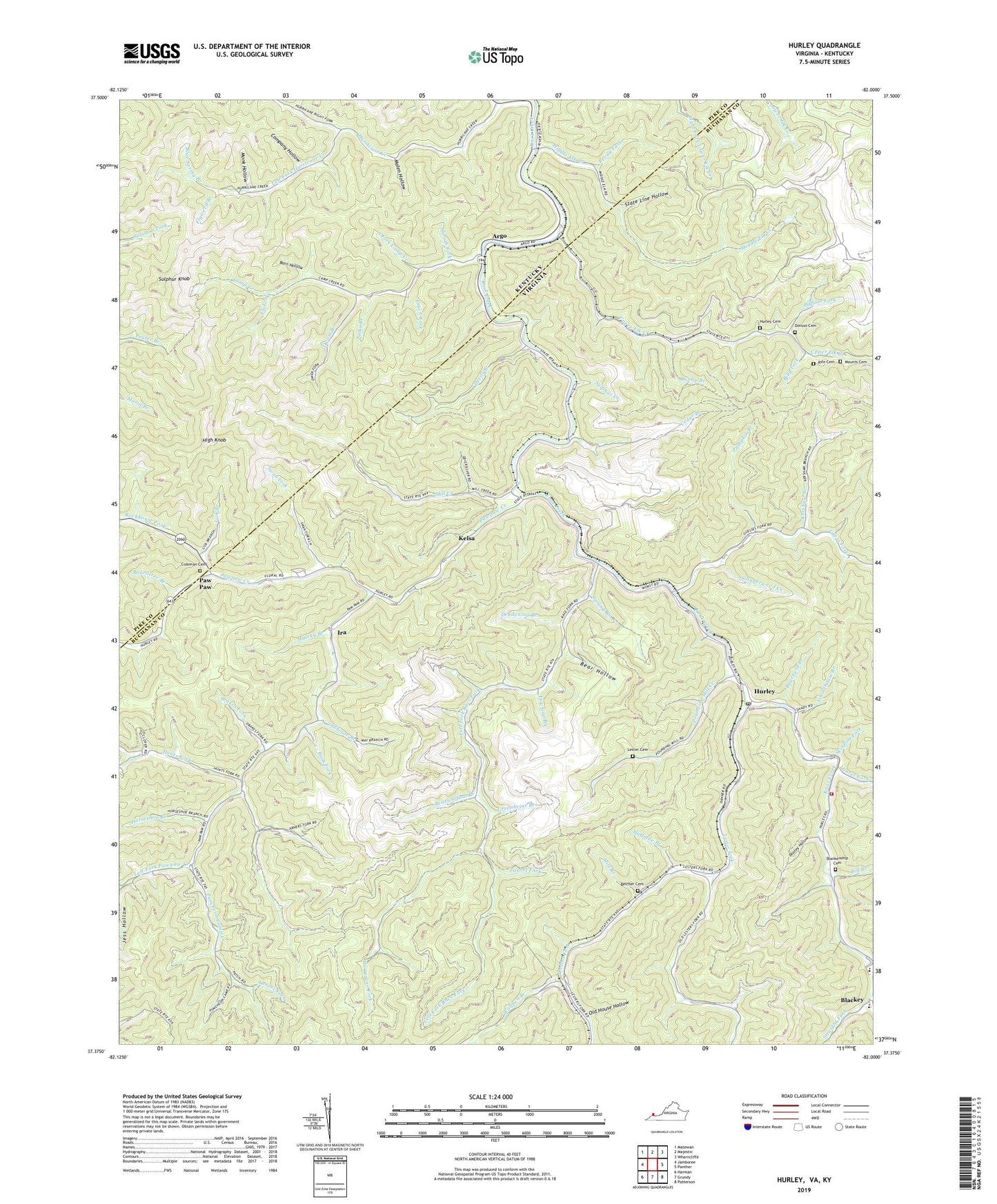 Hurley Virginia US Topo Map Image