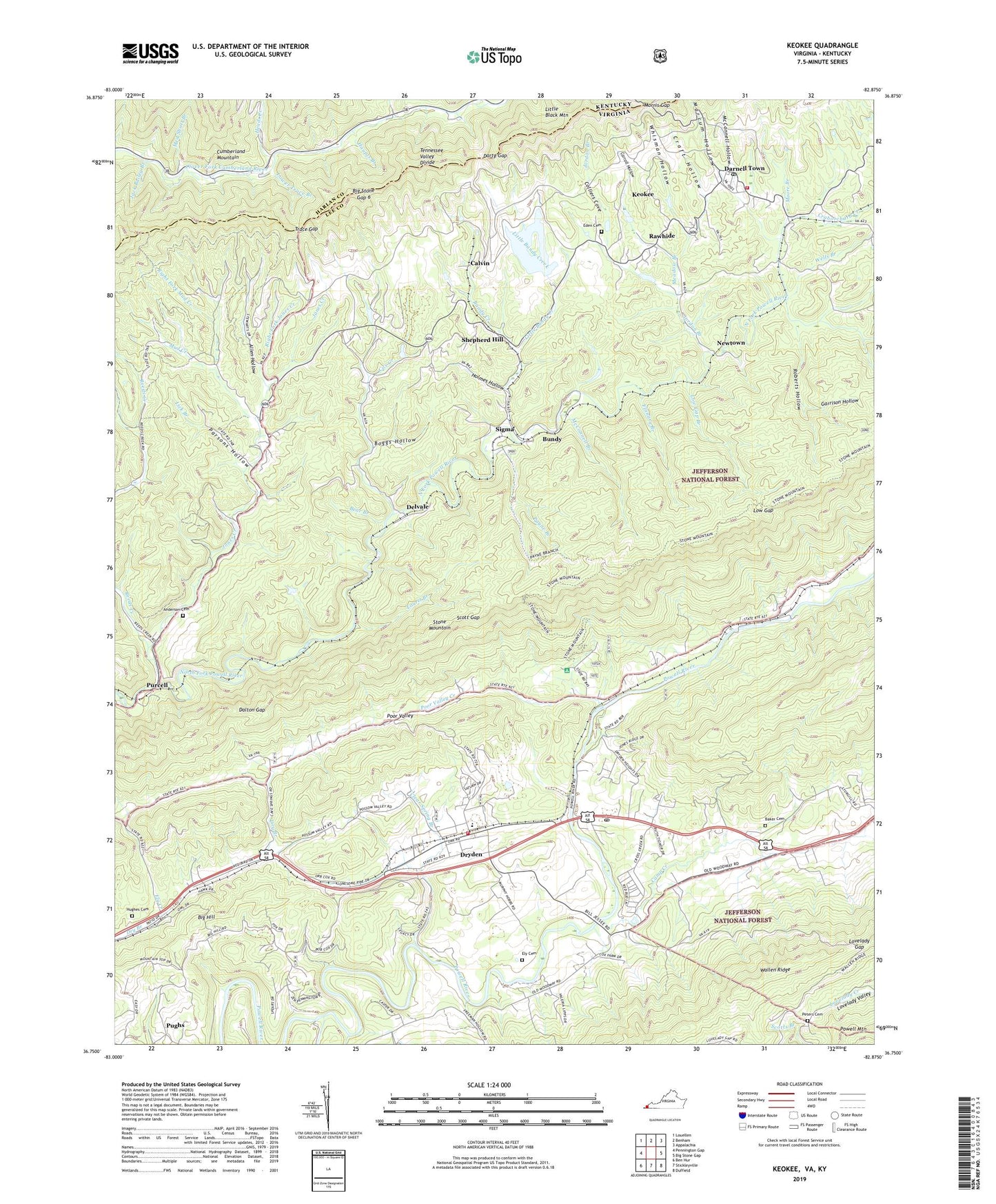 Keokee Virginia US Topo Map Image