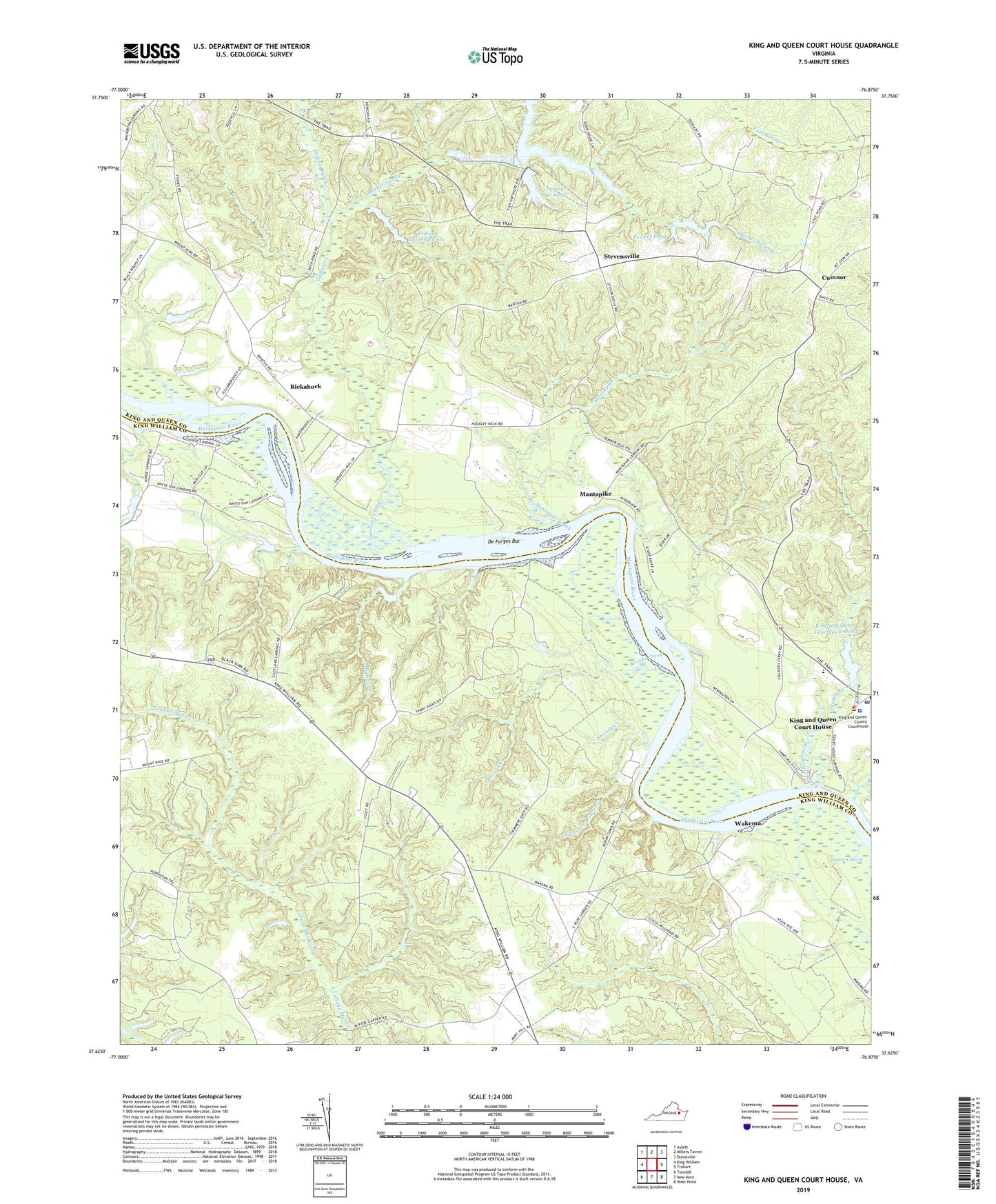 King And Queen Court House Virginia US Topo Map Image