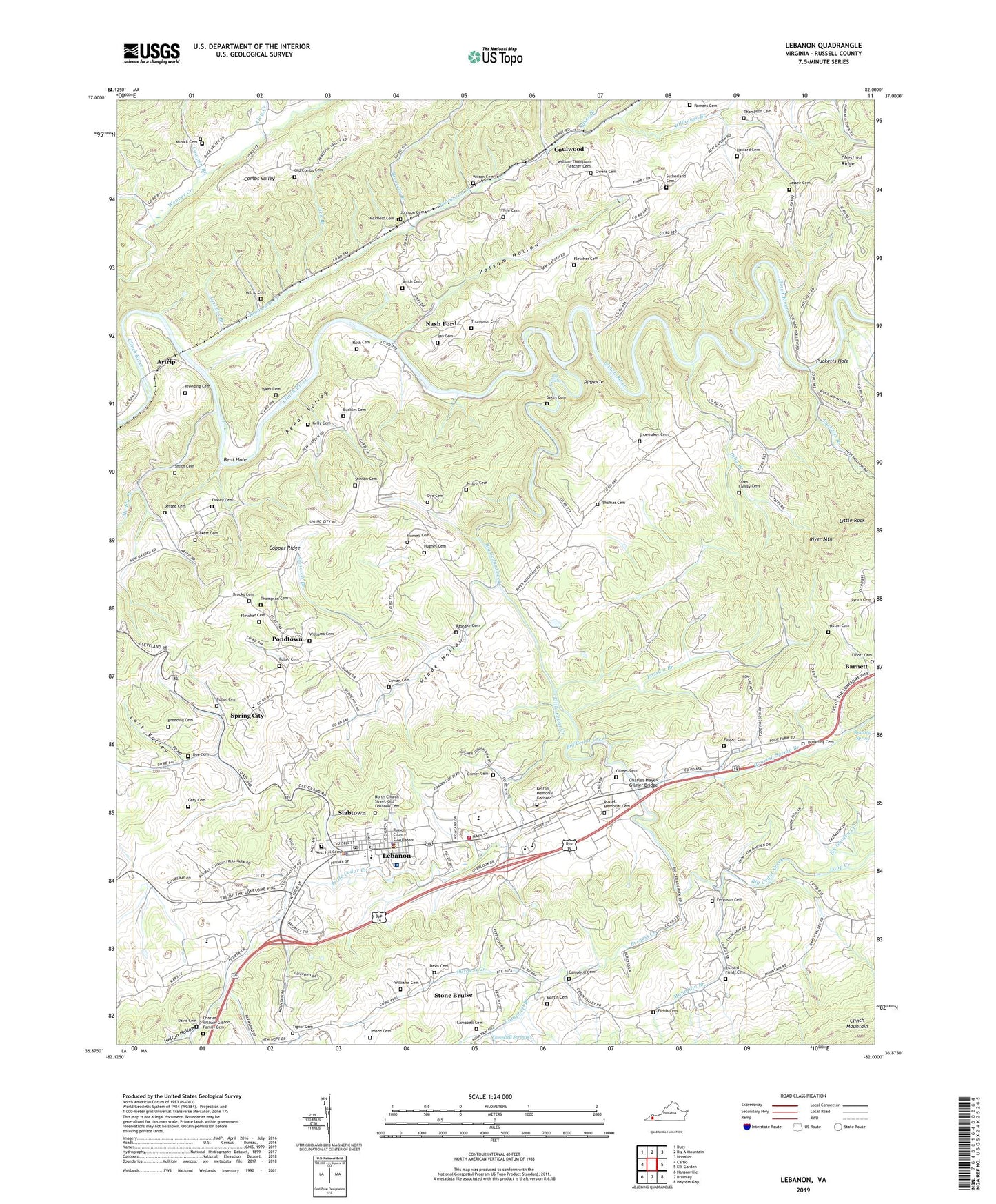 Lebanon Virginia US Topo Map Image
