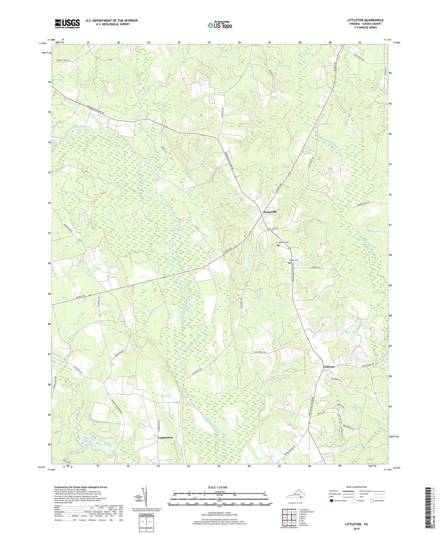 Littleton Virginia US Topo Map Image