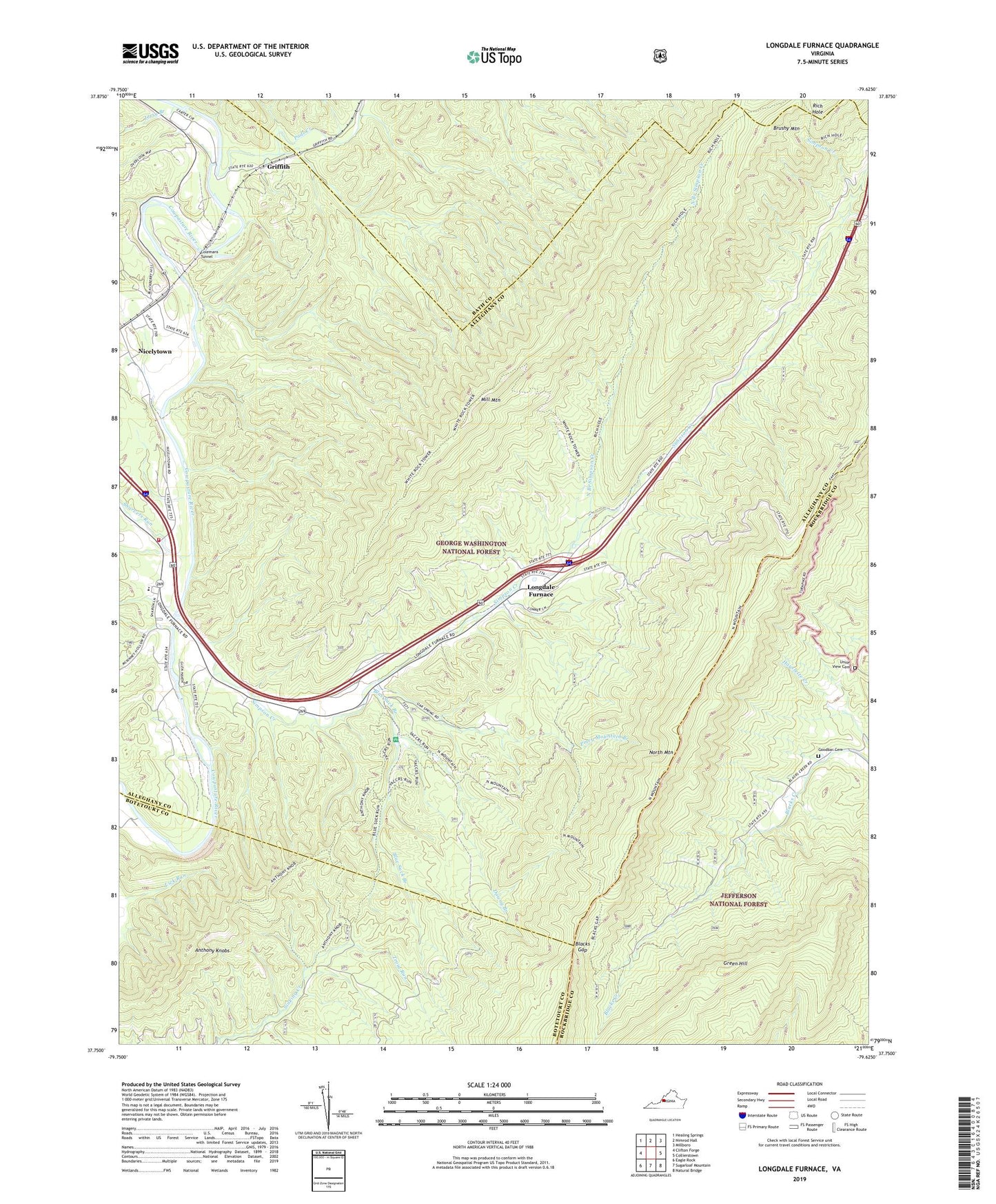 Longdale Furnace Virginia US Topo Map Image