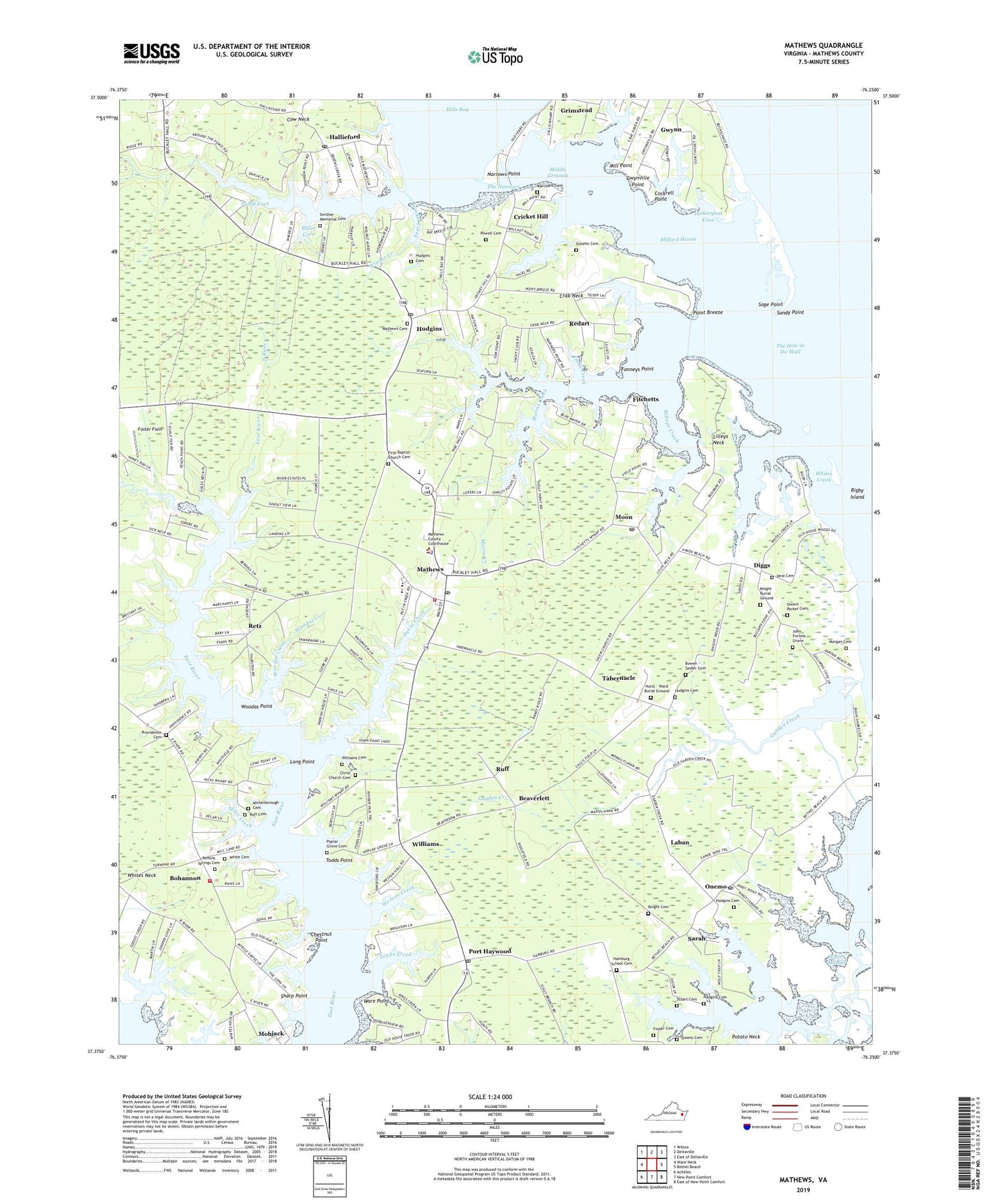 Mathews Virginia US Topo Map Image