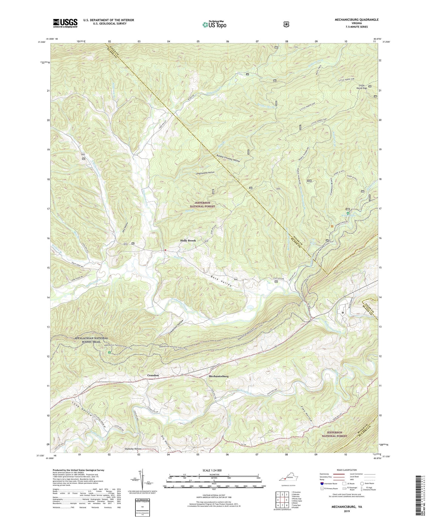 Mechanicsburg Virginia US Topo Map Image