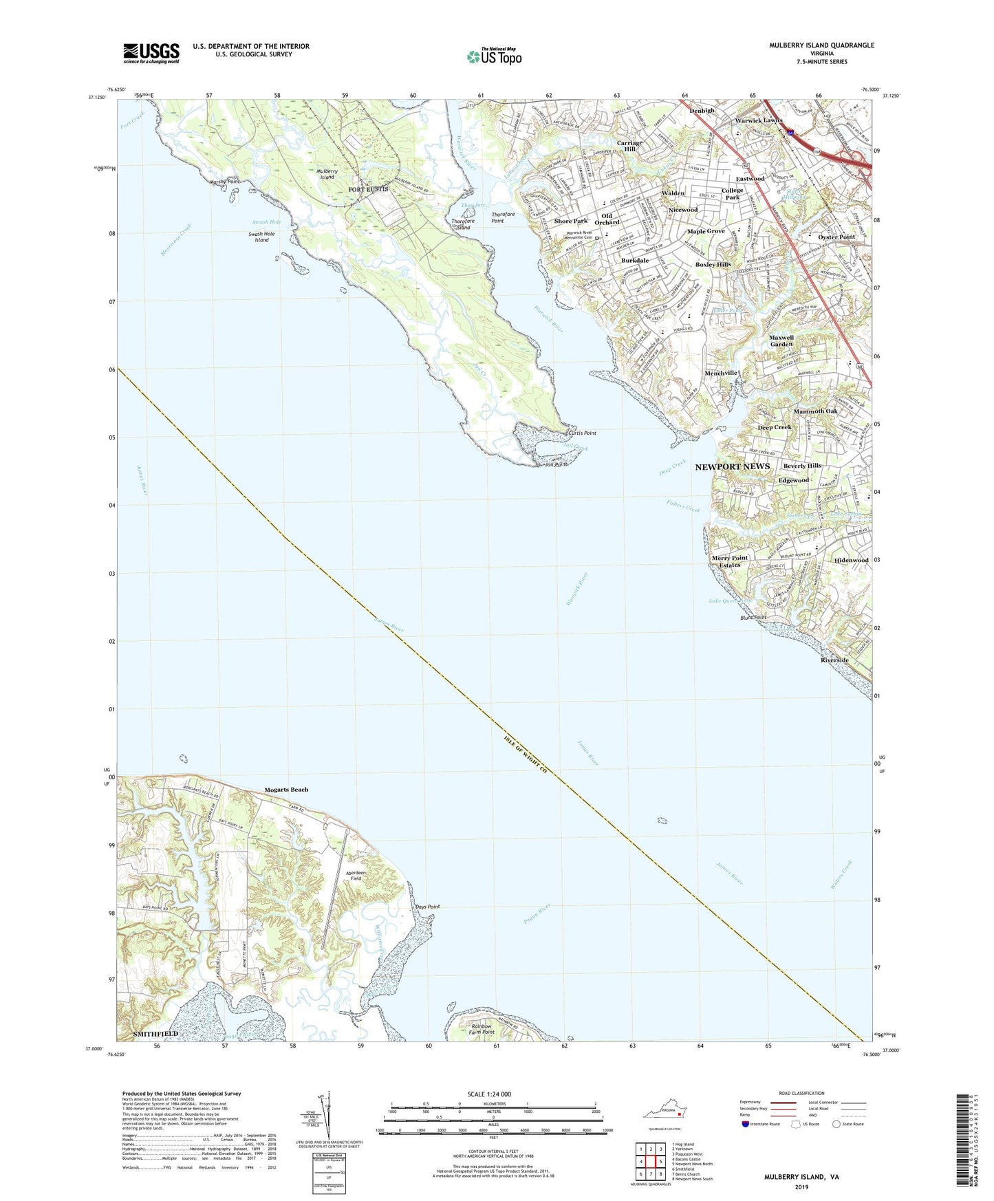 Mulberry Island Virginia US Topo Map Image