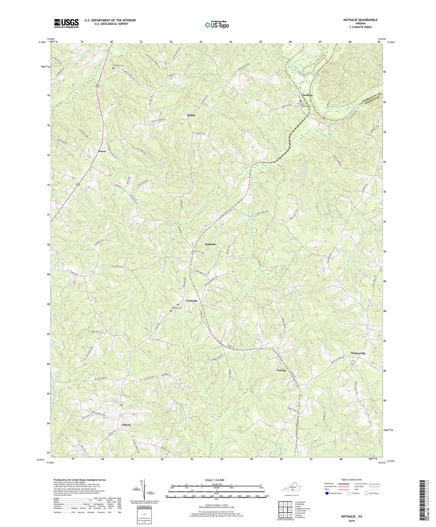 Nathalie Virginia US Topo Map Image