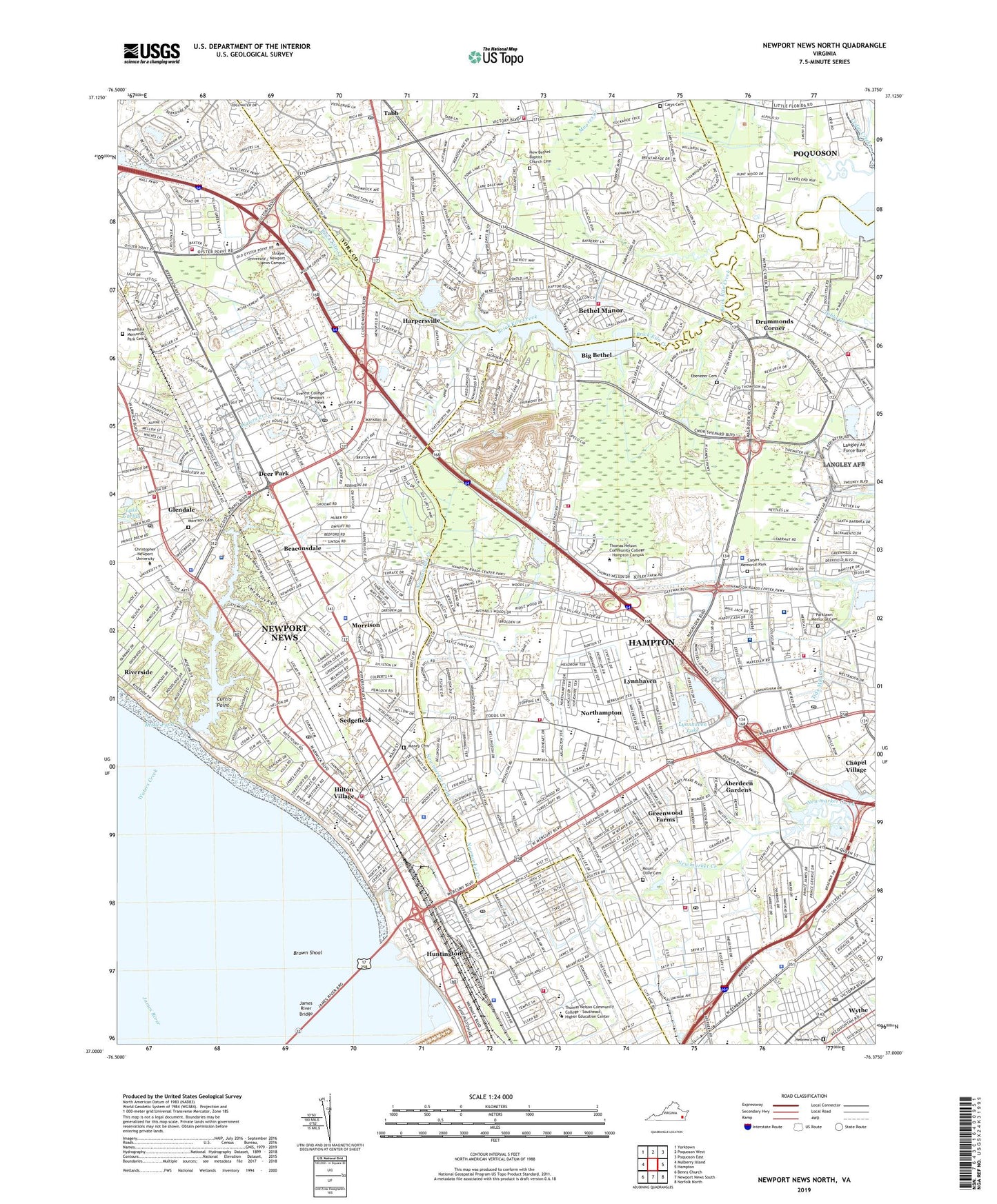Newport News North Virginia US Topo Map Image