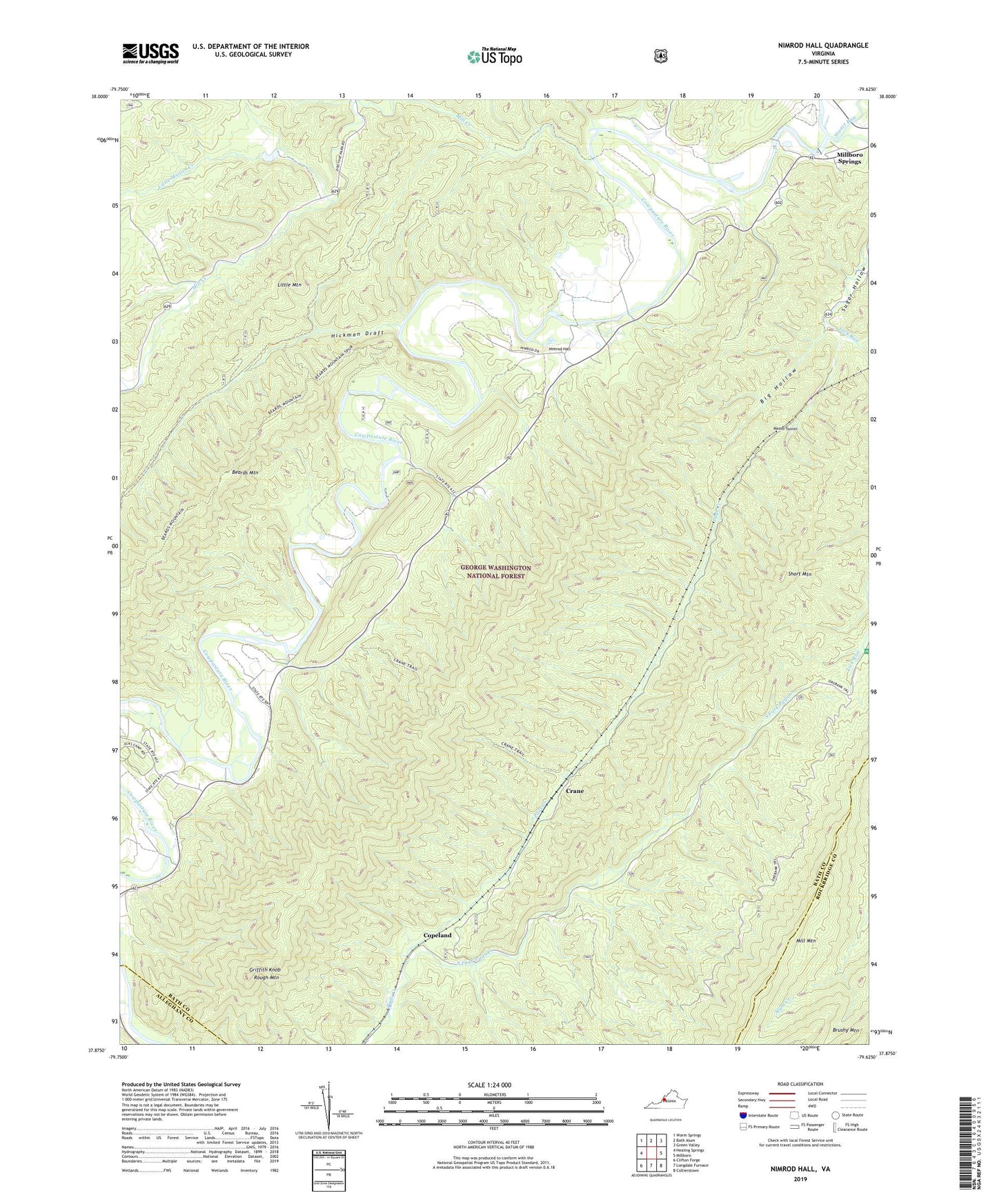 Nimrod Hall Virginia US Topo Map Image