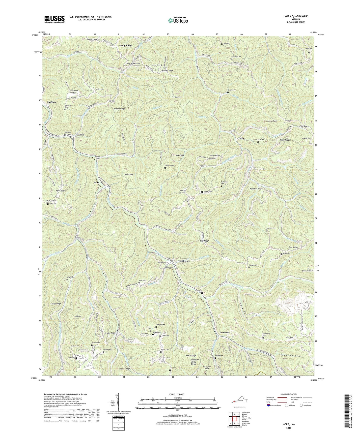 Nora Virginia US Topo Map Image