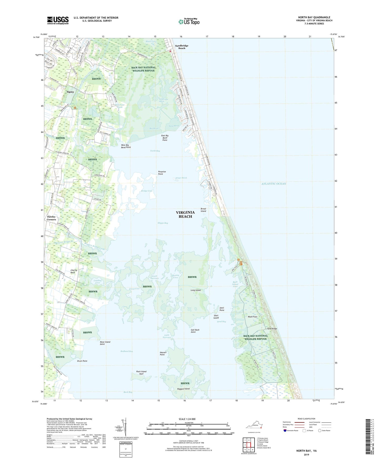 North Bay Virginia US Topo Map Image