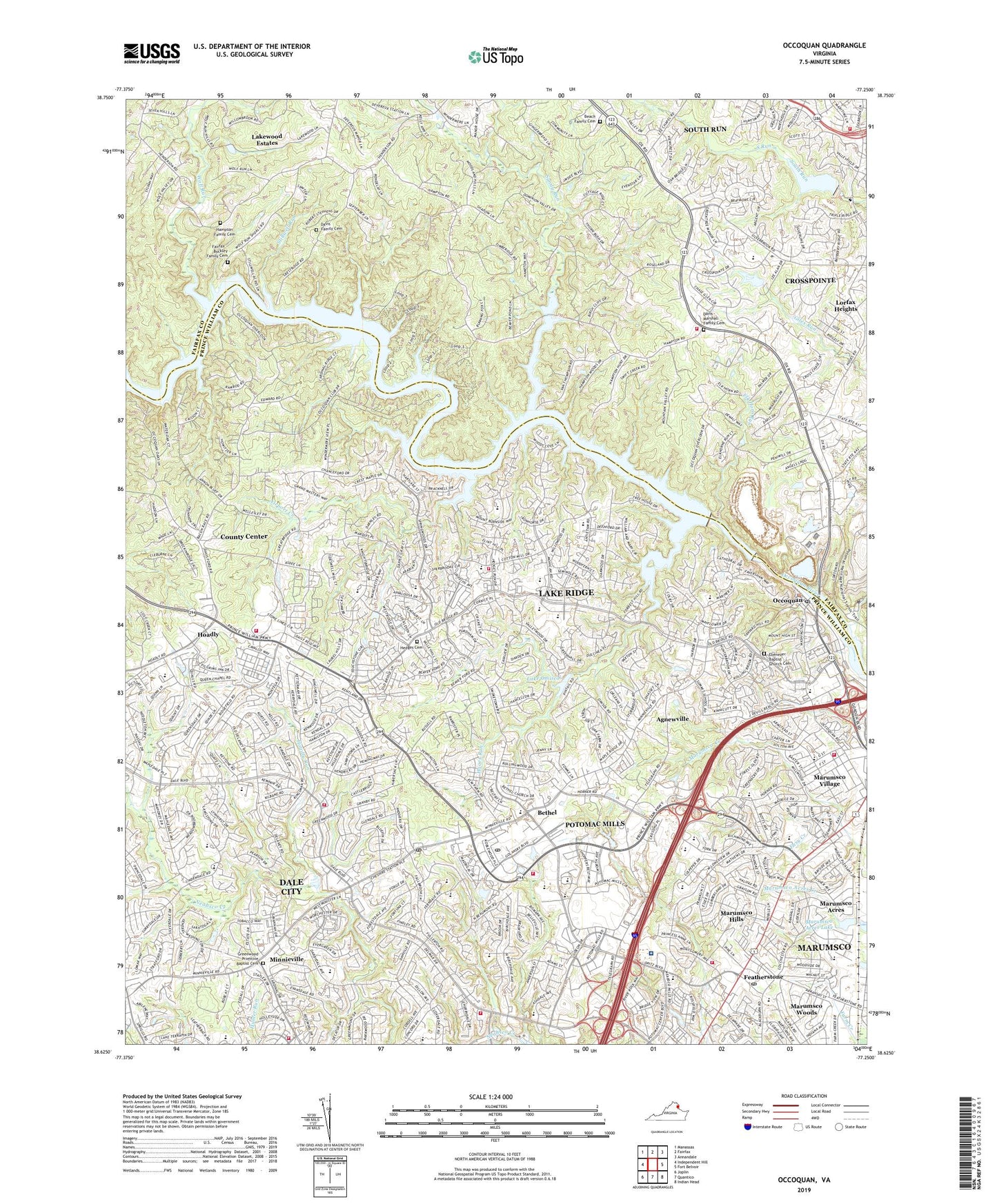 Occoquan Virginia US Topo Map Image