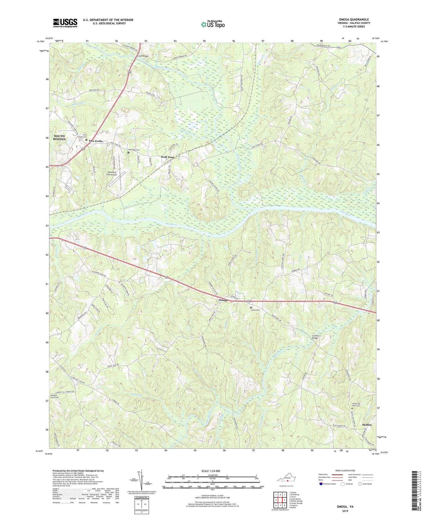 Omega Virginia US Topo Map Image