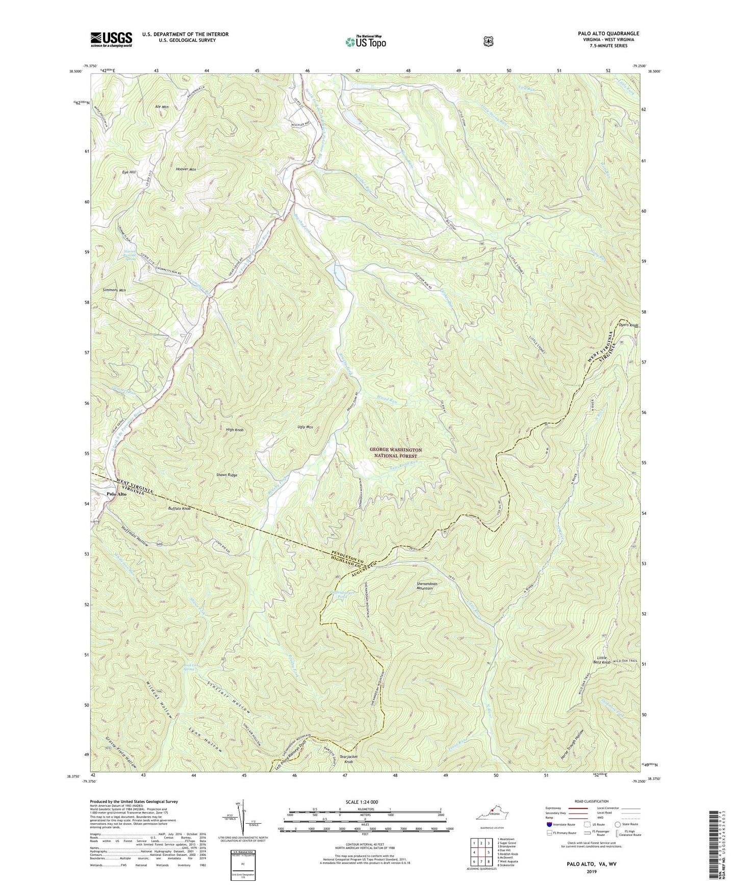 Palo Alto Virginia US Topo Map Image