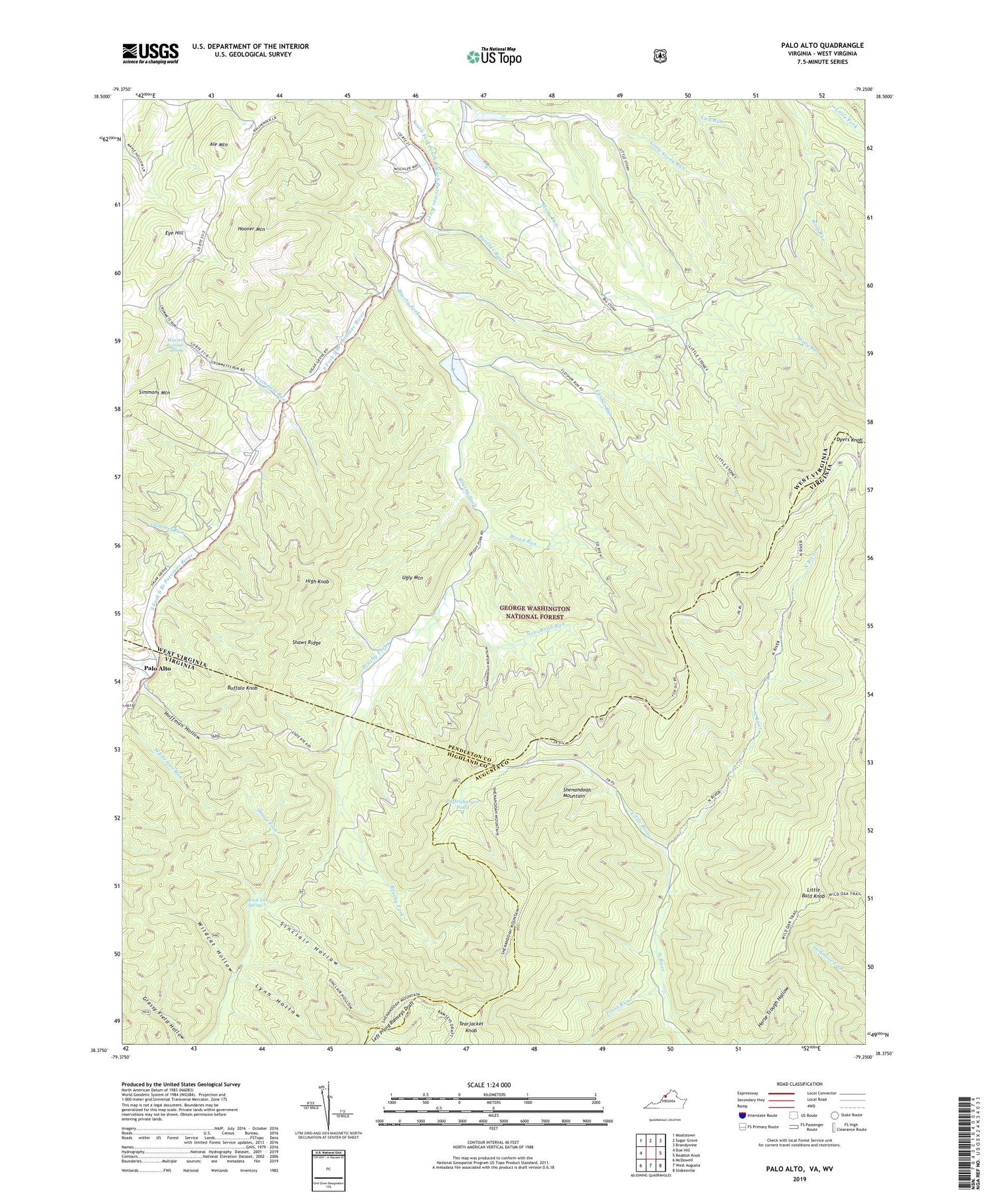 Palo Alto Virginia US Topo Map Image
