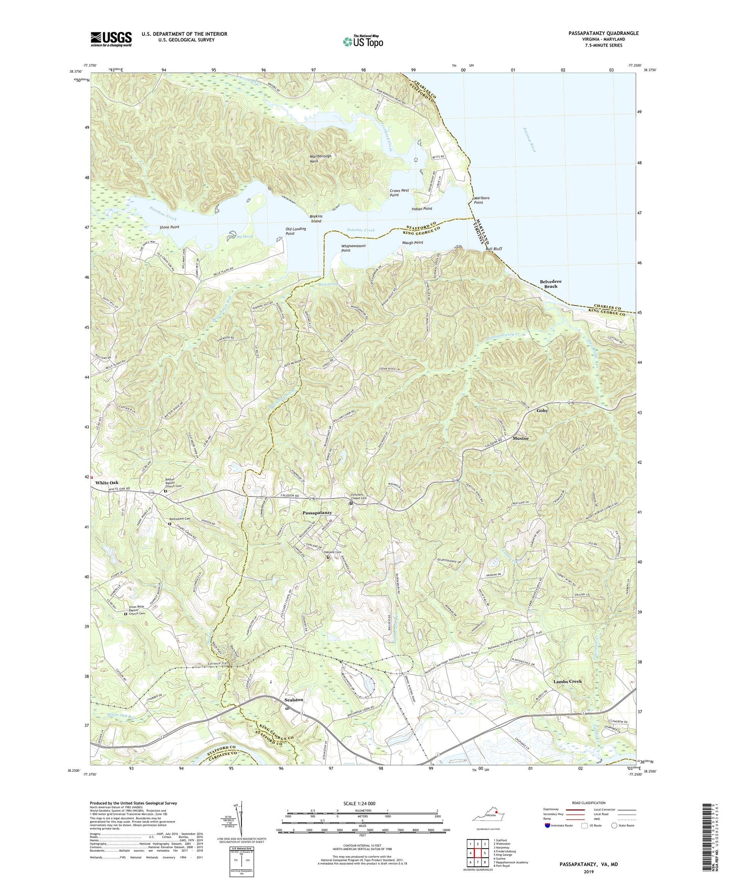 Passapatanzy Virginia US Topo Map Image