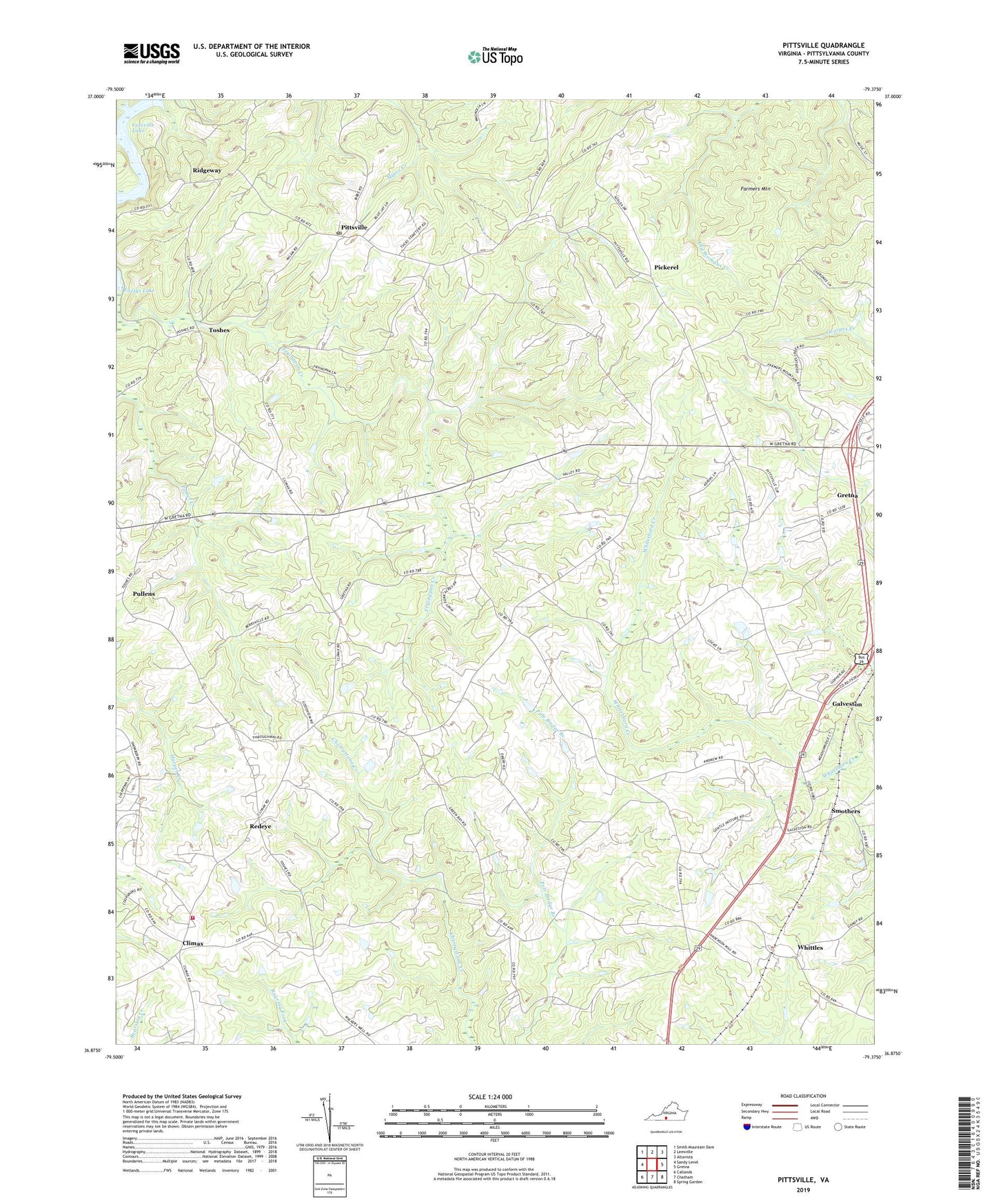 Pittsville Virginia US Topo Map Image
