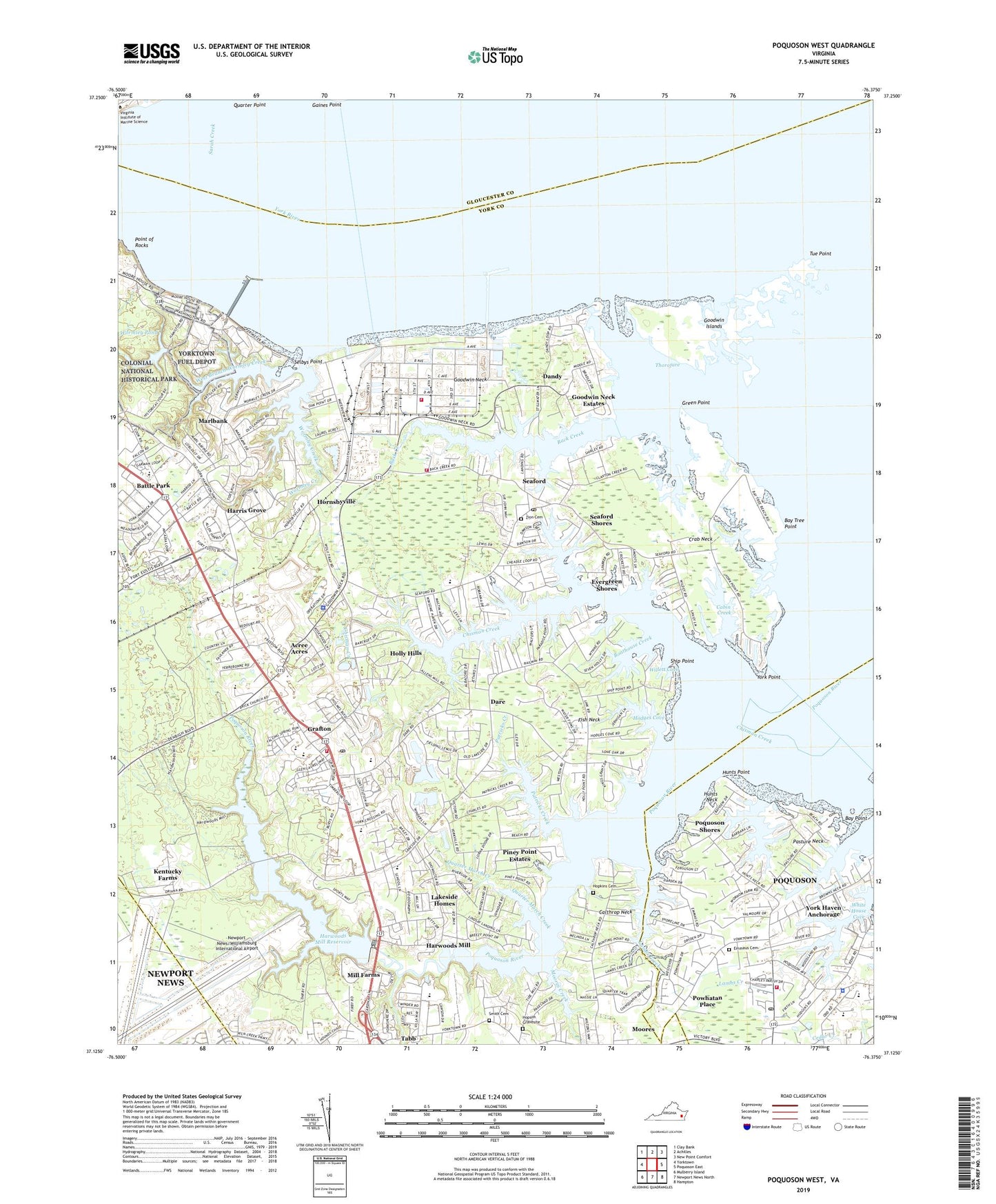 Poquoson West Virginia US Topo Map Image