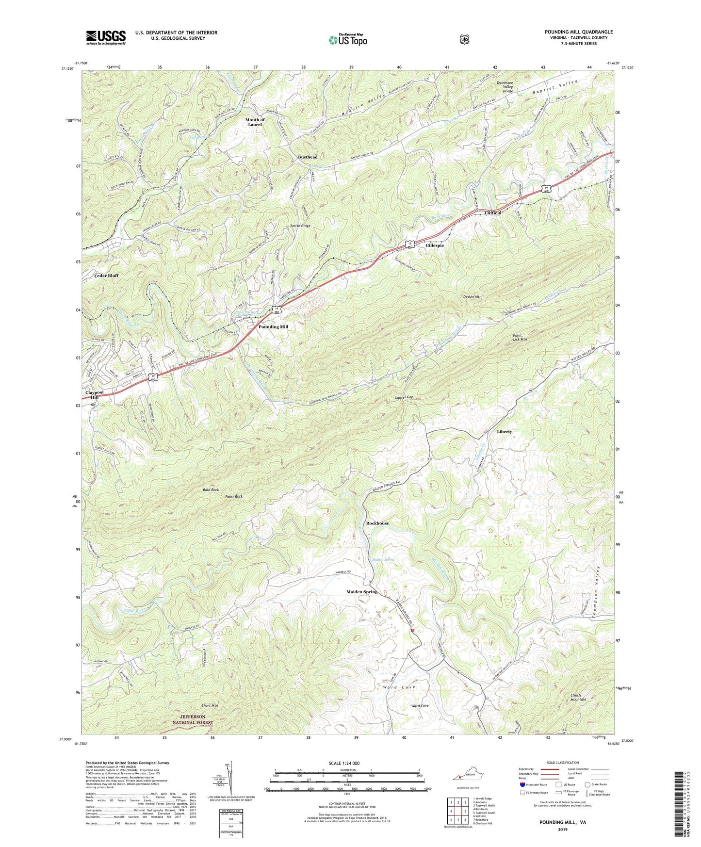Pounding Mill Virginia US Topo Map Image