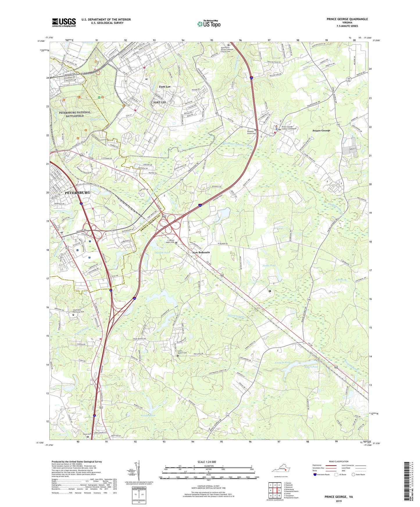 Prince George Virginia US Topo Map Image