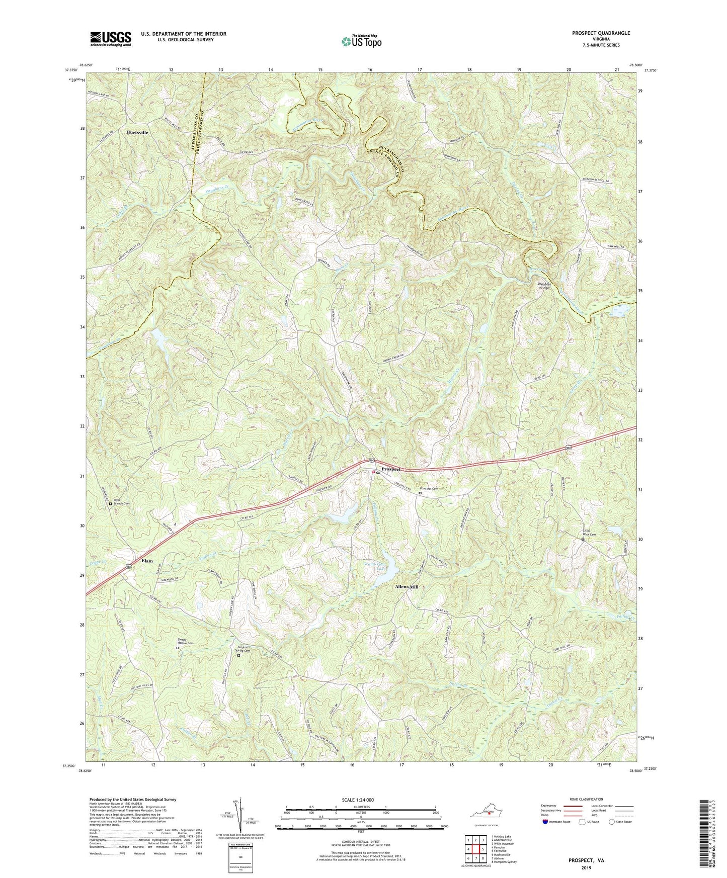 Prospect Virginia US Topo Map Image