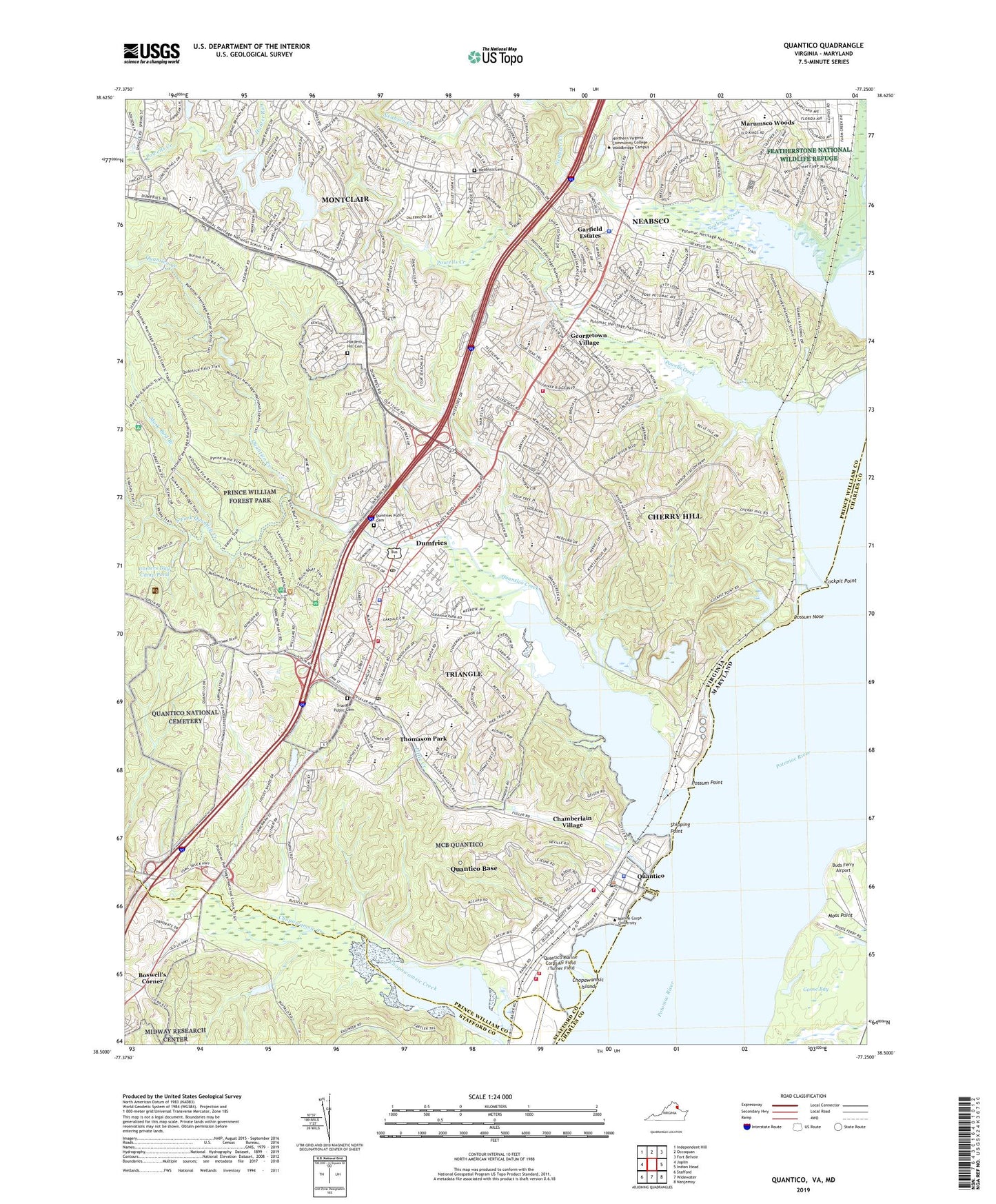 Quantico Virginia US Topo Map Image