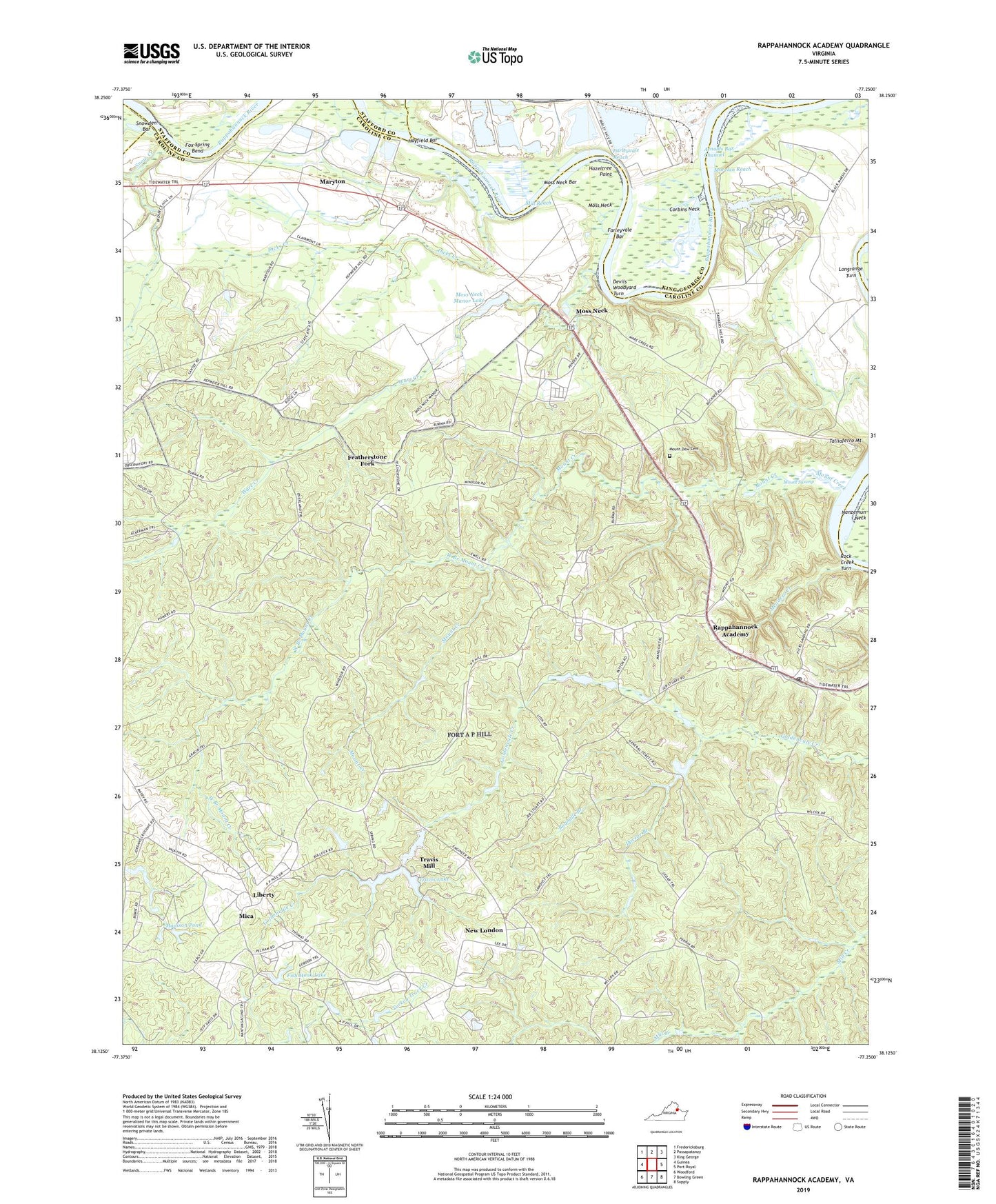 Rappahannock Academy Virginia US Topo Map Image