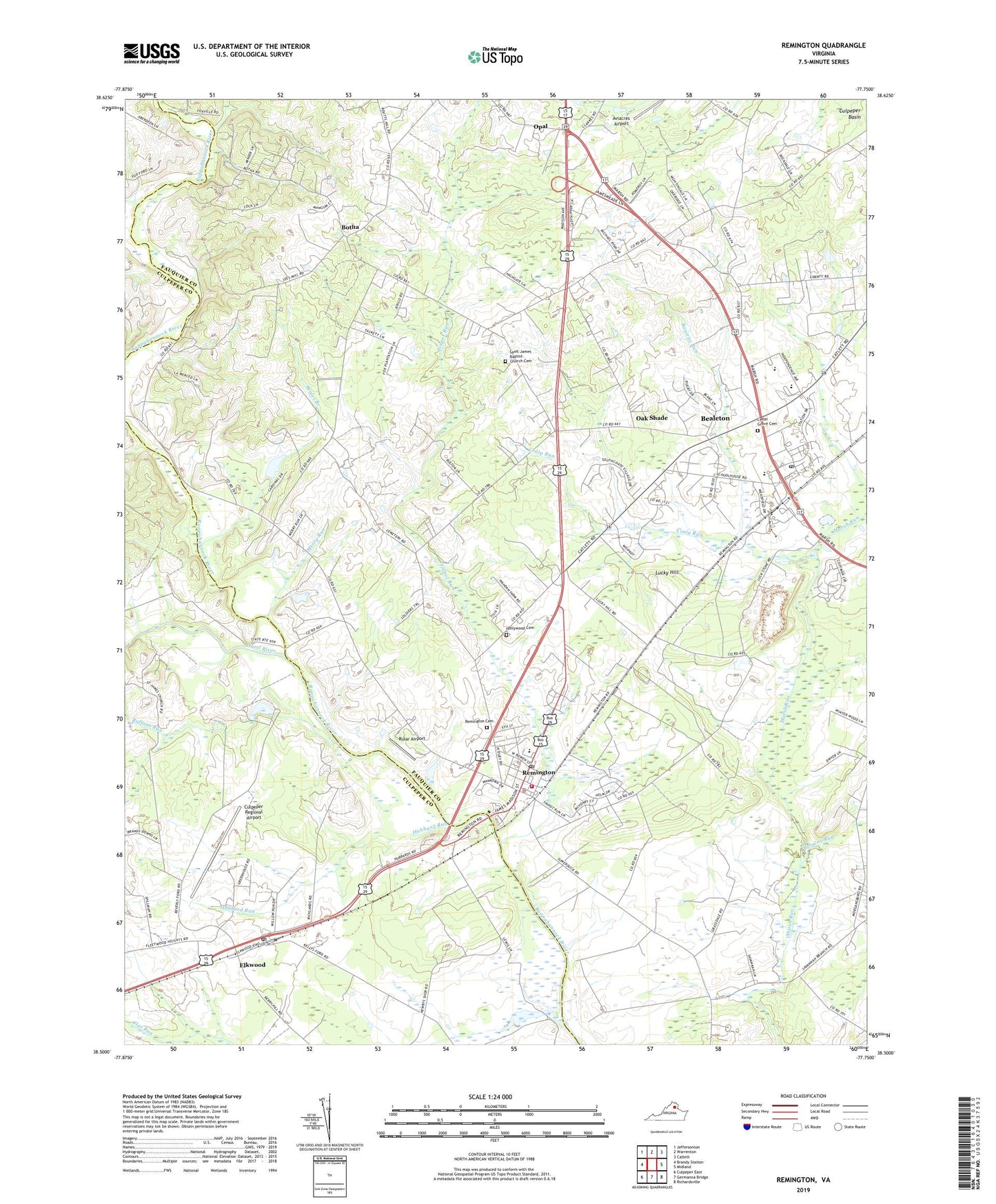 Remington Virginia US Topo Map Image
